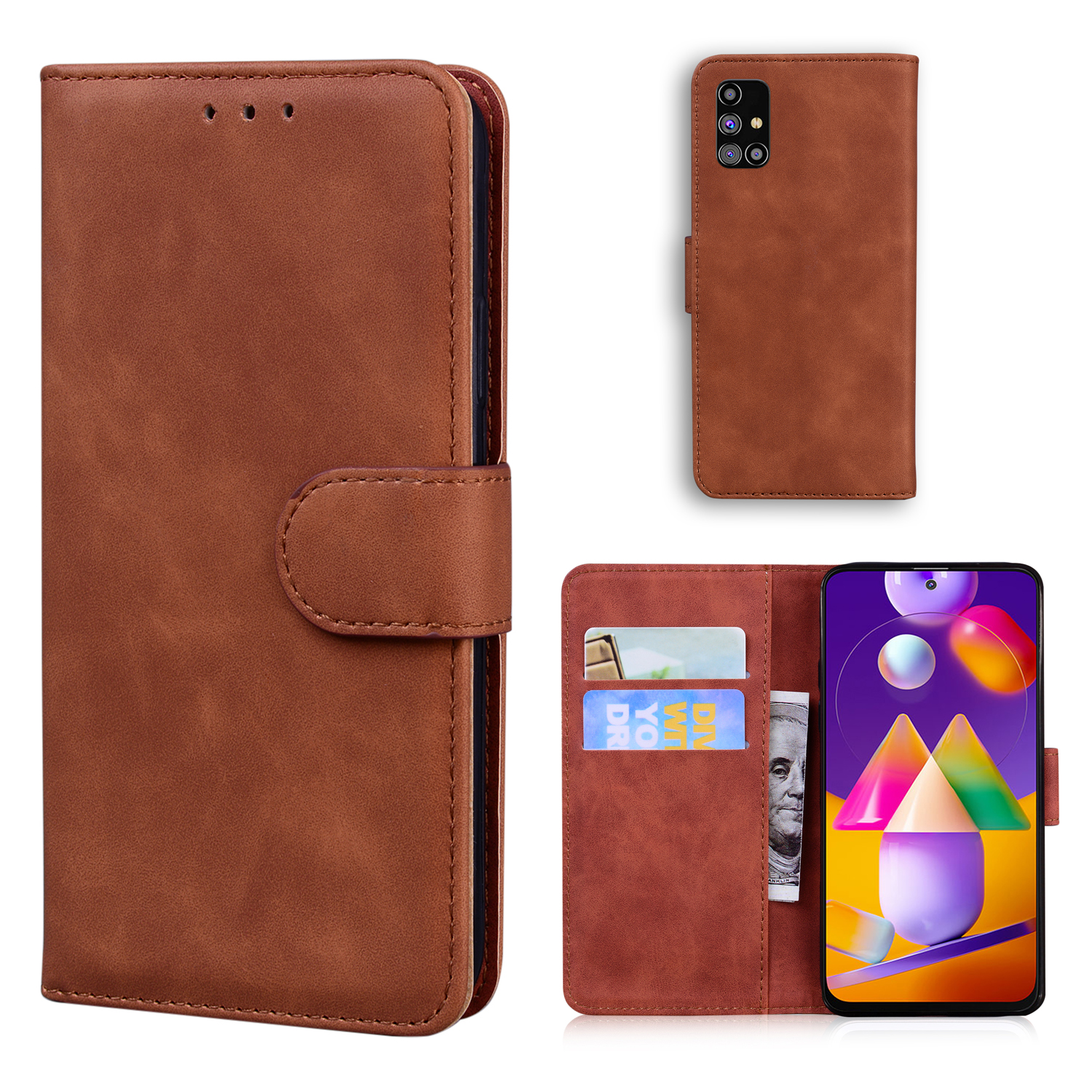 Wallet Stand Magnetic Clasp PU Leather Case for Samsung Galaxy M31s - Brown, Galaxy M31s
Wallet Stand Magnetic Clasp PU Leather Case for Samsung Galaxy M31s - Brown, Galaxy M31s