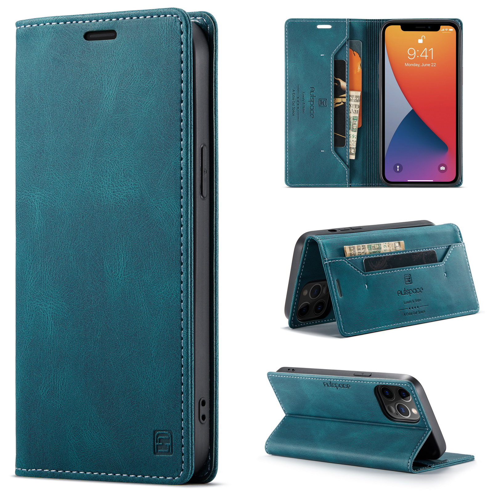 AUTSPACE A01 Series RFID Protection Retro Matte Leather Mobile Casing for iPhone 12 Pro Max 6.7 inch - Blue, iPhone 12 Pro Max
AUTSPACE A01 Series RFID Protection Retro Matte Leather Mobile Casing for iPhone 12 Pro Max 6.7 inch - Blue, iPhone 12 Pro Max