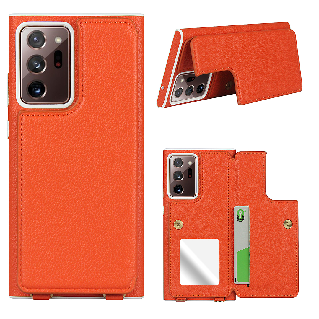 Litchi Card Holder Flip TPU Phone Cover with Straps and Mirror for Samsung Galaxy Note20 Ultra/Note20 Ultra 5G - Orange, Galaxy Note20 Ultra 5G
Litchi Card Holder Flip TPU Phone Cover with Straps and Mirror for Samsung Galaxy Note20 Ultra/Note20 Ultra 5G - Orange, Galaxy Note20 Ultra 5G
