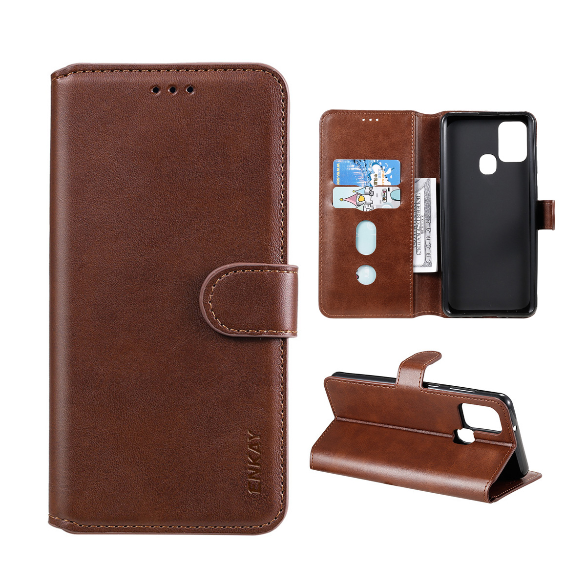 ENKAY ENK-PUC028 PU Leather + TPU Wallet Stand Phone Case for Samsung Galaxy A21s - Brown, Galaxy A21s
ENKAY ENK-PUC028 PU Leather + TPU Wallet Stand Phone Case for Samsung Galaxy A21s - Brown, Galaxy A21s