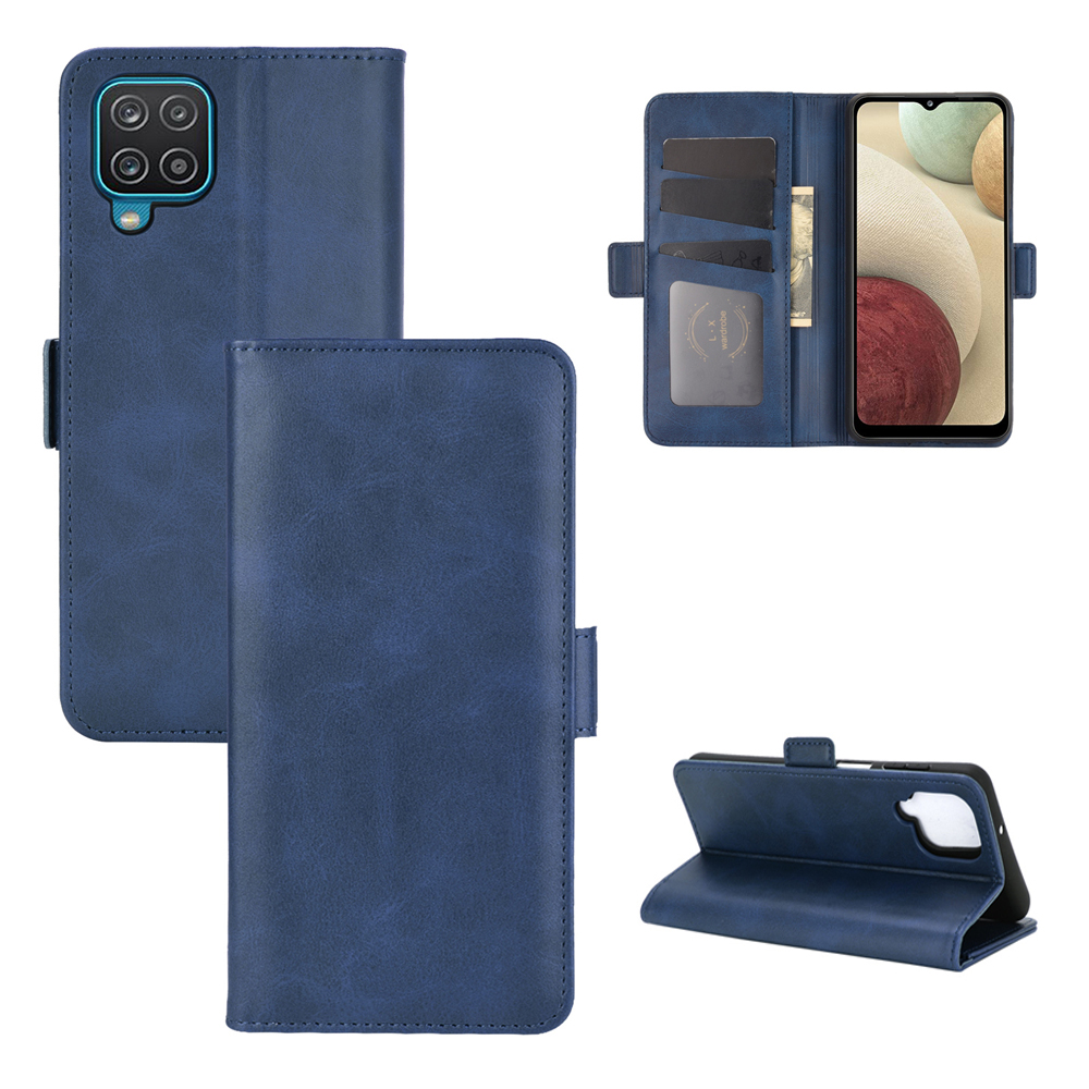Double Clasp Flip Magnet Leather Cover for Samsung Galaxy A12 Wallet Stand Design Phone Cover - Blue, Galaxy A12
Double Clasp Flip Magnet Leather Cover for Samsung Galaxy A12 Wallet Stand Design Phone Cover - Blue, Galaxy A12