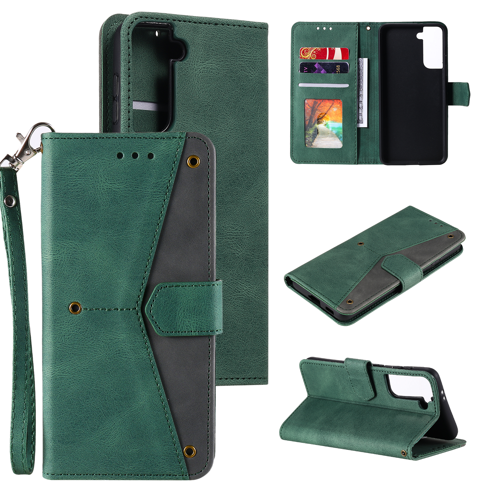 Splicing Stitching Stand for Samsung Galaxy S21 Skin-touch Leather Case - Green, Galaxy S21 5G
Splicing Stitching Stand for Samsung Galaxy S21 Skin-touch Leather Case - Green, Galaxy S21 5G