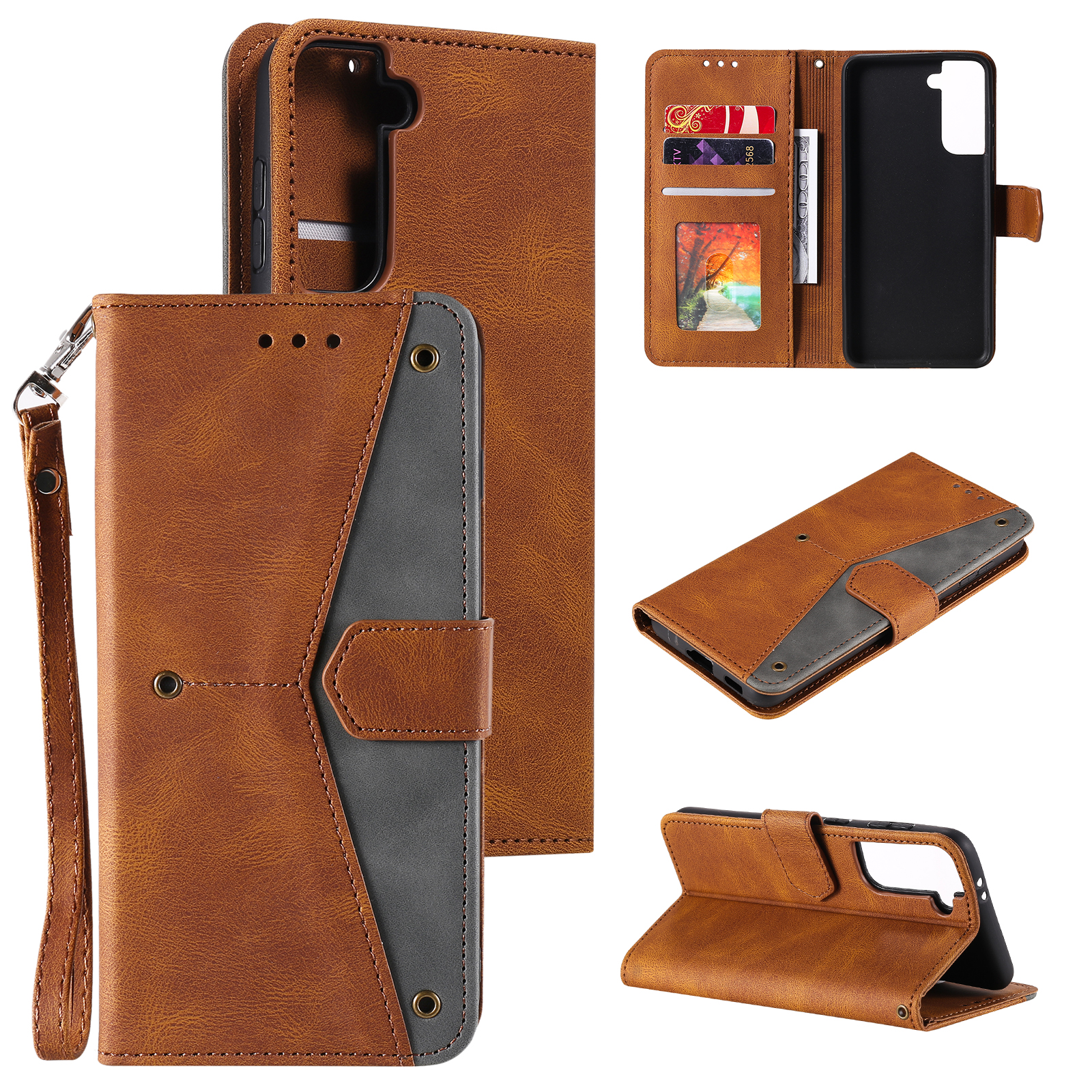 Splicing Stitching Stand for Samsung Galaxy S21 Skin-touch Leather Case - Brown, Galaxy S21 5G
Splicing Stitching Stand for Samsung Galaxy S21 Skin-touch Leather Case - Brown, Galaxy S21 5G