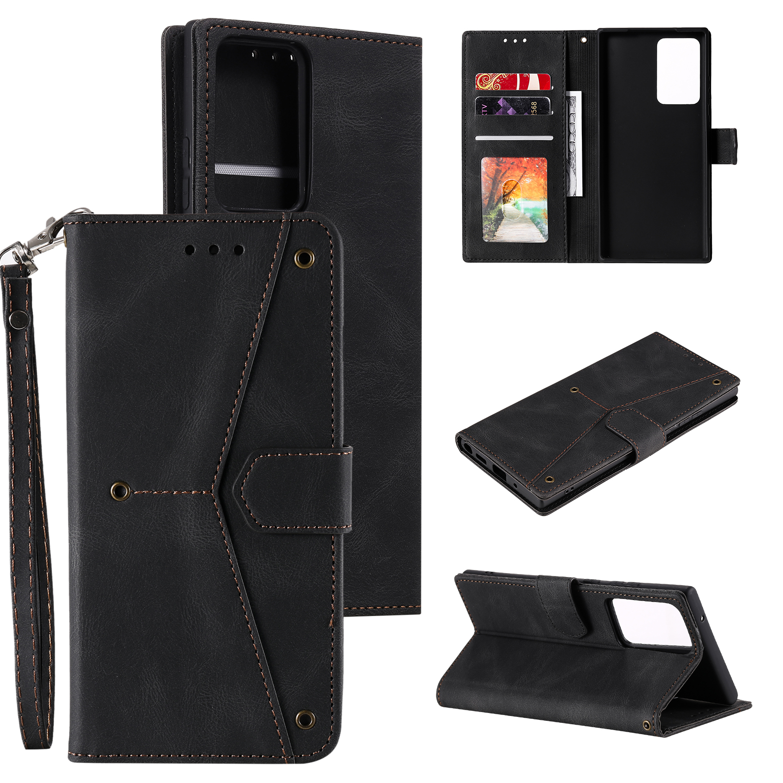 Splicing Stitching Stand Protector for Samsung Galaxy S21 Ultra 5G Skin-touch Leather Case - Black, Galaxy S21 Ultra 5G
Splicing Stitching Stand Protector for Samsung Galaxy S21 Ultra 5G Skin-touch Leather Case - Black, Galaxy S21 Ultra 5G