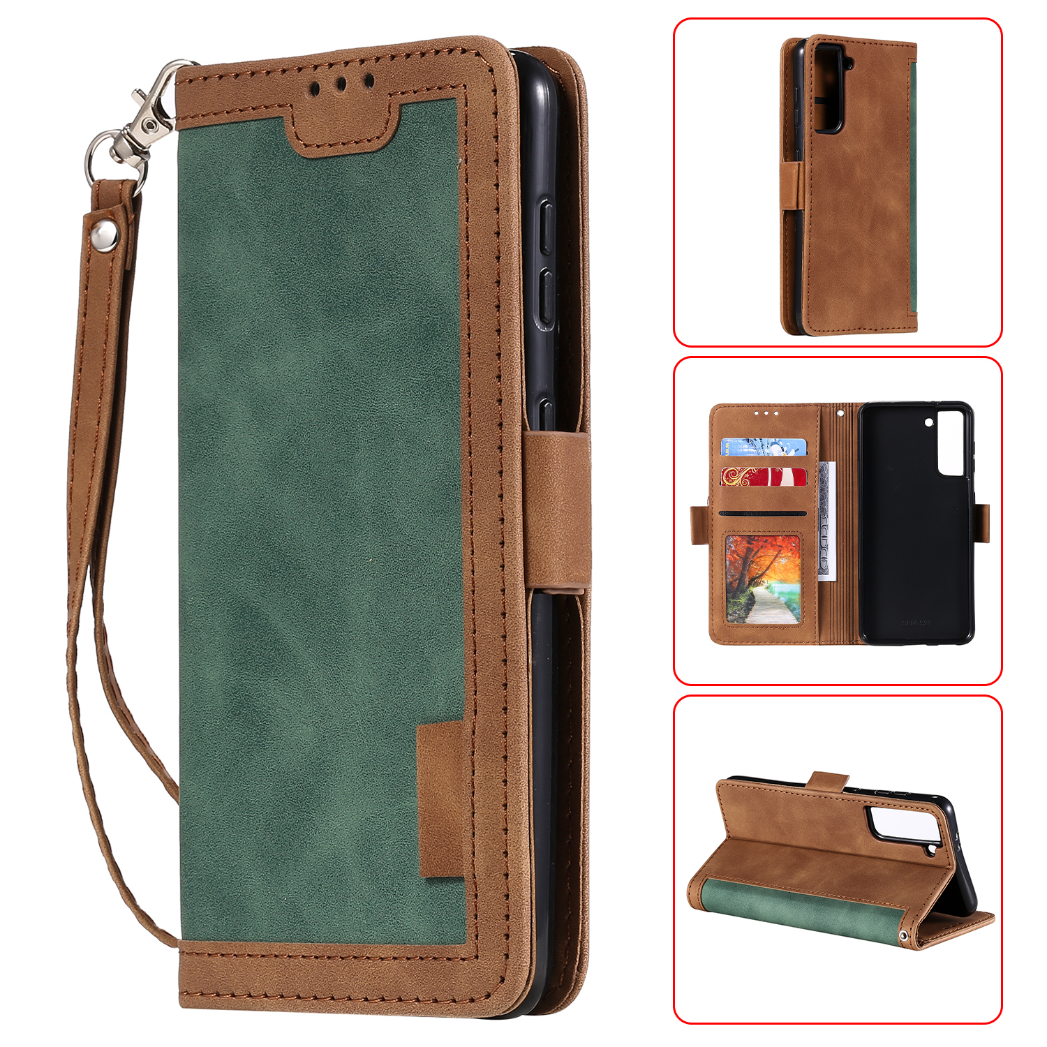 Retro Style Splicing Leather Cover for Samsung Galaxy S21+ 5G Wallet Case with Lanyard - Green, Samsung Galaxy S21+
Retro Style Splicing Leather Cover for Samsung Galaxy S21+ 5G Wallet Case with Lanyard - Green, Samsung Galaxy S21+