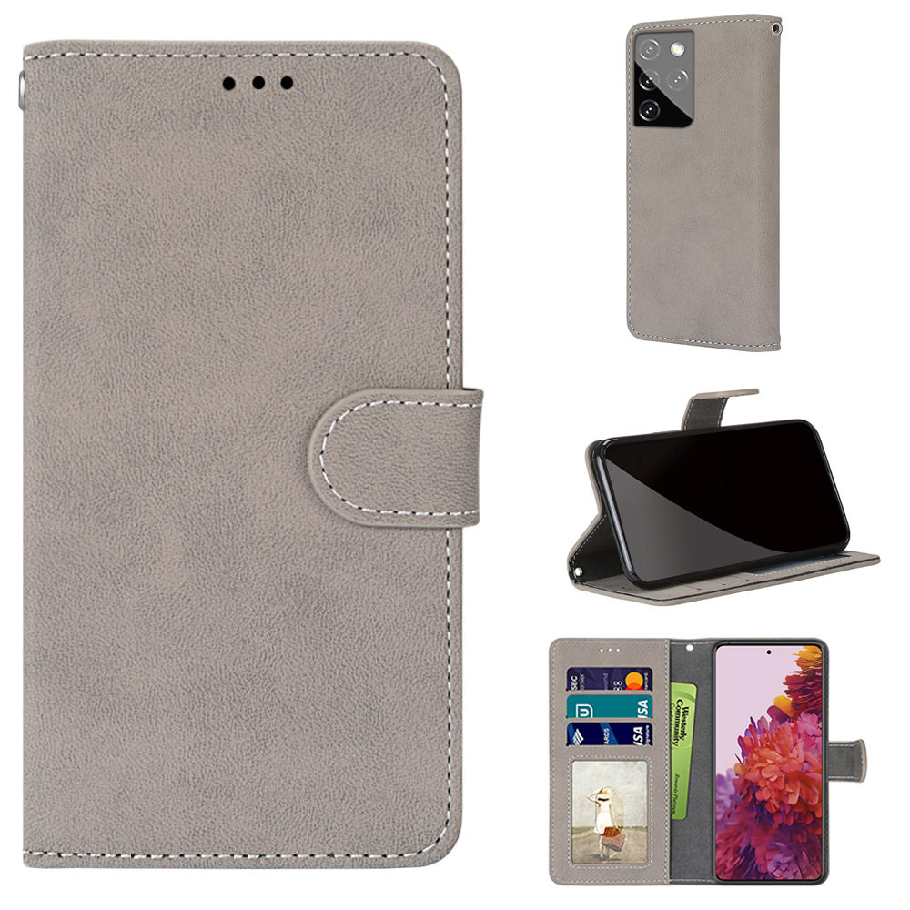 Wallet Design Retro Frosted Surface Leather Stand Phone Case for Samsung Galaxy S21 Ultra 5G - Grey, Galaxy S21 Ultra 5G
Wallet Design Retro Frosted Surface Leather Stand Phone Case for Samsung Galaxy S21 Ultra 5G - Grey, Galaxy S21 Ultra 5G