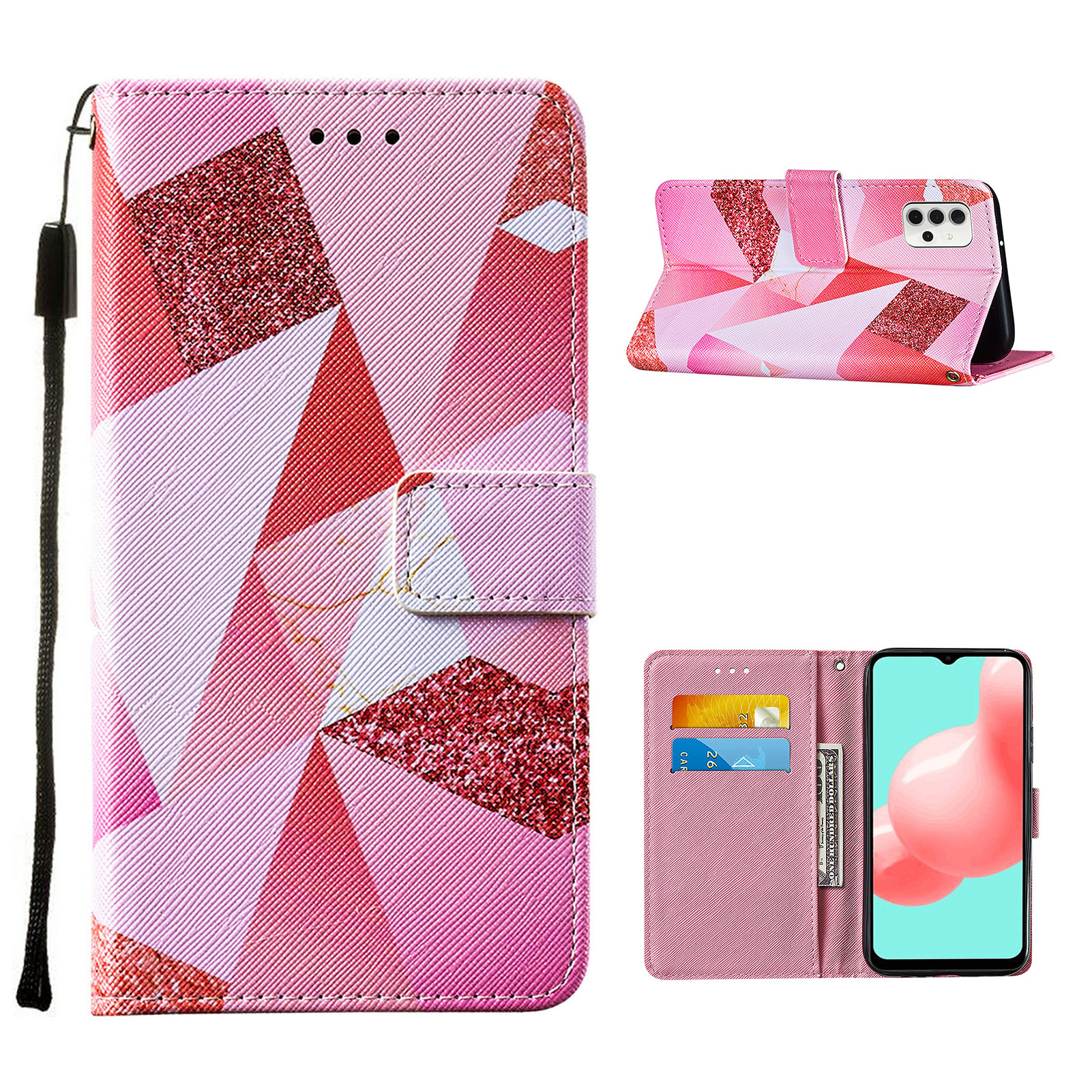 Wallet Stand Cross Texture Pattern Printing Leather Phone Protective Case for Samsung Galaxy A32 5G - Pink Geometry, Galaxy A32 5G
Wallet Stand Cross Texture Pattern Printing Leather Phone Protective Case for Samsung Galaxy A32 5G - Pink Geometry, Galaxy A32 5G