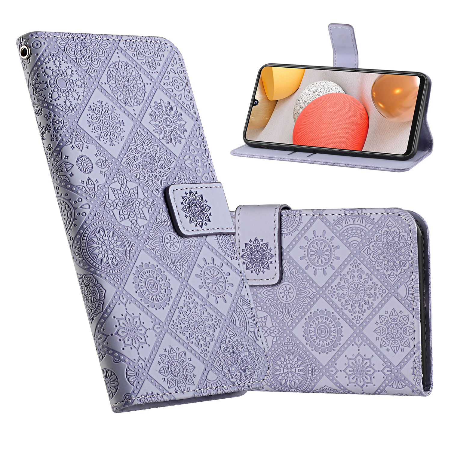 For Samsung Galaxy A42 5G Imprint Ethnic Style Flower Wallet Leather Shell - Purple, Galaxy A42 5G
For Samsung Galaxy A42 5G Imprint Ethnic Style Flower Wallet Leather Shell - Purple, Galaxy A42 5G