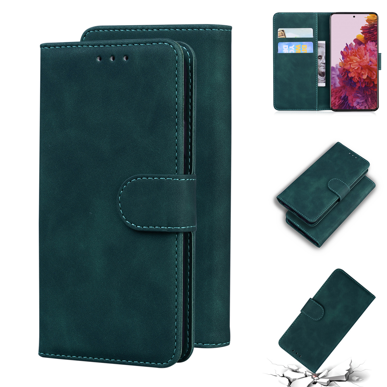 Leather Wallet Stand Phone Case for Samsung Galaxy S21 Ultra 5G - Green, Galaxy S21 Ultra 5G
Leather Wallet Stand Phone Case for Samsung Galaxy S21 Ultra 5G - Green, Galaxy S21 Ultra 5G
