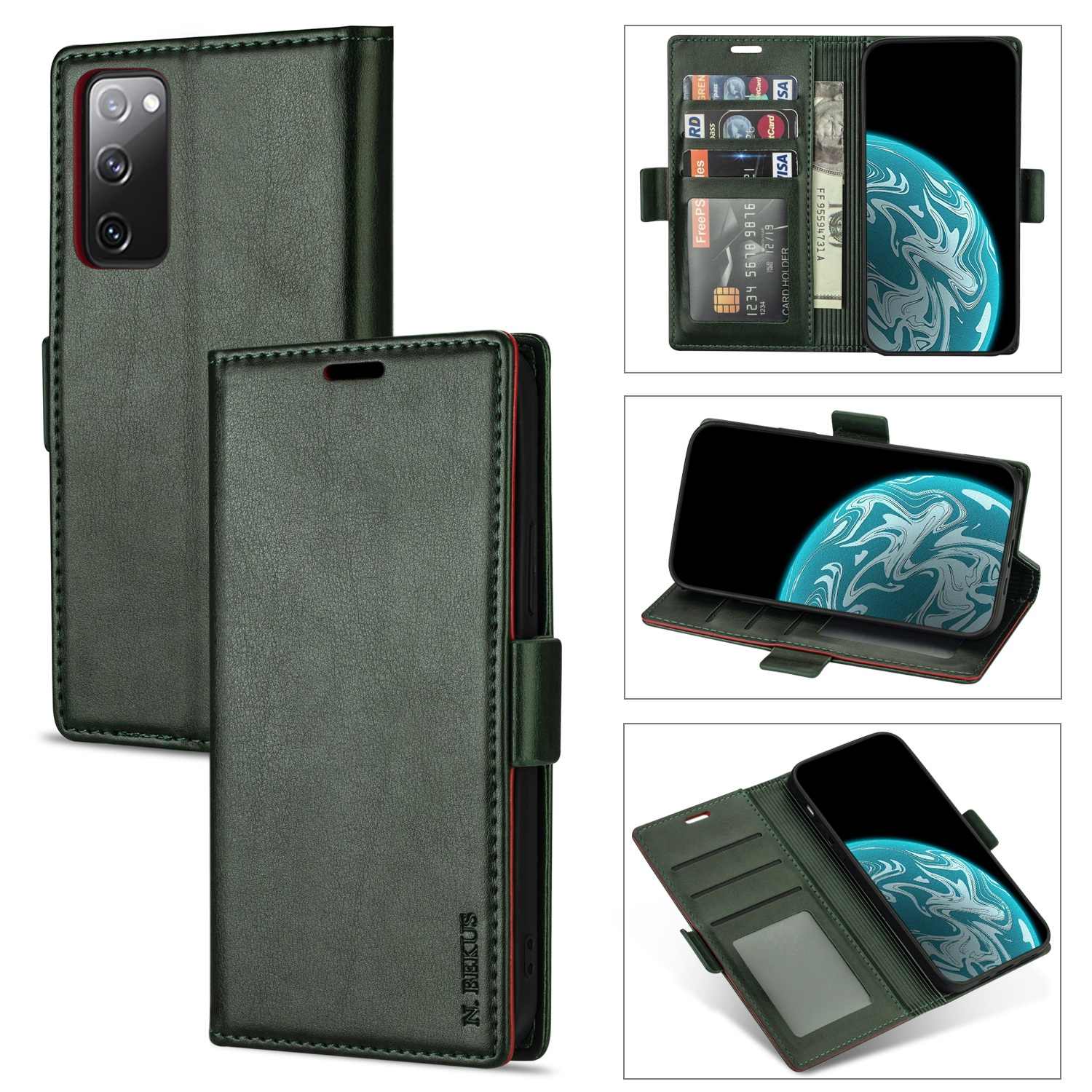 N.BEKUS PU Leather Wallet Phone Stand Case for Samsung Galaxy S20 FE/S20 Fan Edition/S20 FE 5G/S20 Fan Edition 5G - Green, Galaxy S20 FE 5G
N.BEKUS PU Leather Wallet Phone Stand Case for Samsung Galaxy S20 FE/S20 Fan Edition/S20 FE 5G/S20 Fan Edition 5G - Green, Galaxy S20 FE 5G