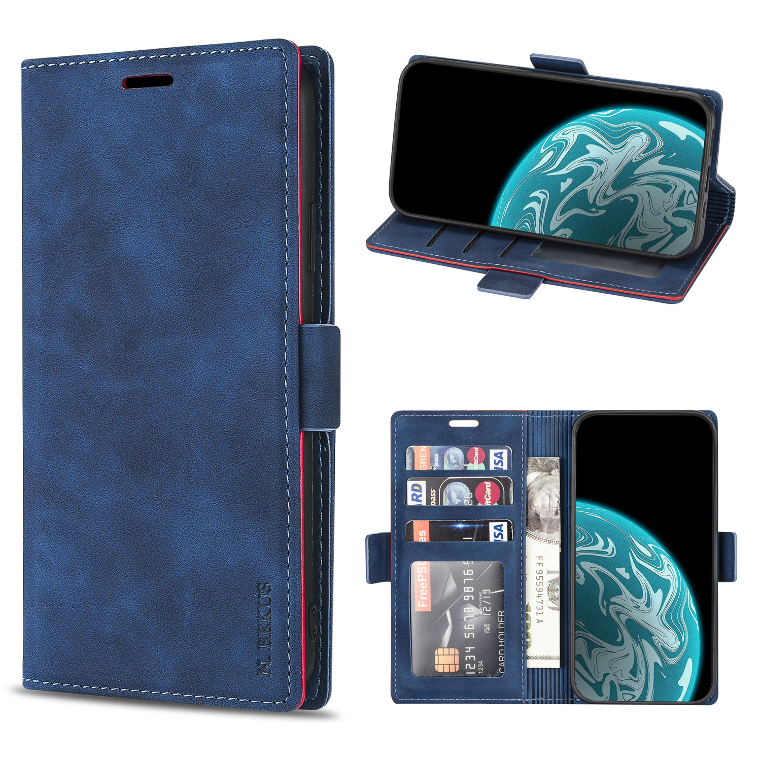 N.BEKUS PU Leather Wallet Stand Flip Phone Case for Samsung Galaxy M51 - Blue, Galaxy M51
N.BEKUS PU Leather Wallet Stand Flip Phone Case for Samsung Galaxy M51 - Blue, Galaxy M51