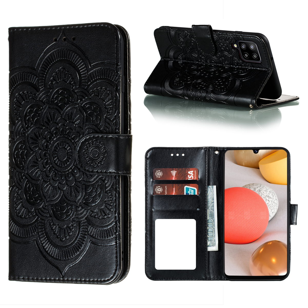 Imprint Mandala Flower Wallet Leather Cover for Samsung Galaxy A42 5G Stand Shell - Black, Galaxy A42 5G
Imprint Mandala Flower Wallet Leather Cover for Samsung Galaxy A42 5G Stand Shell - Black, Galaxy A42 5G