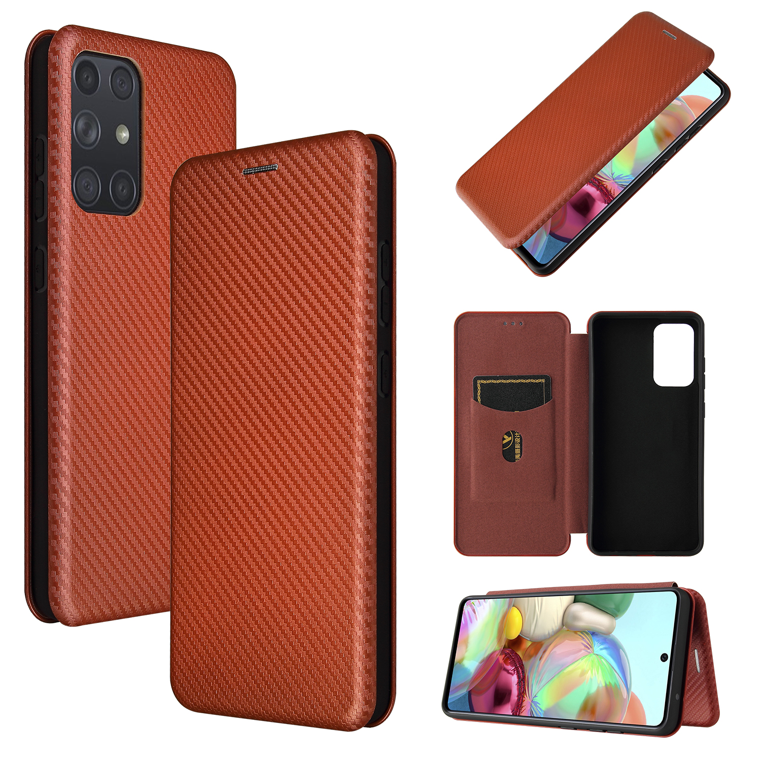 Для Samsung Galaxy A72 5G Кожаный Телефон Корпус из Углеродного Волокна Flip Cover с Держателем Карты с Автоматической Обложкой - Коричневый, Galaxy A72 5G
Для Samsung Galaxy A72 5G Кожаный Телефон Корпус из Углеродного Волокна Flip Cover с Держателем Карты с Автоматической Обложкой - Коричневый, Galaxy A72 5G