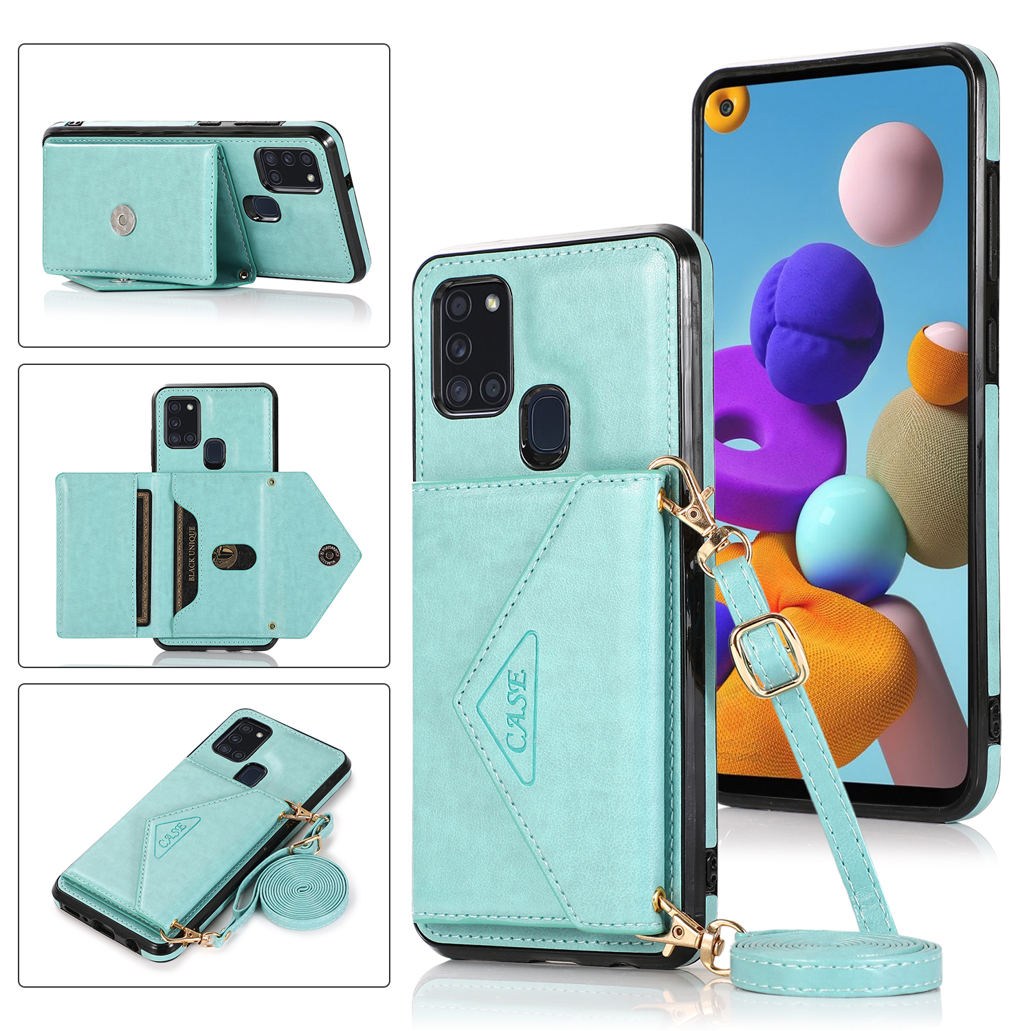 PU Кожаная Покрытая TPU+PC Shell Для Samsung Galaxy A21s Кейс -стенд с Ремешком с Сумочки с Ремешками Для Сумочки - Зеленый, Galaxy A21s
PU Кожаная Покрытая TPU+PC Shell Для Samsung Galaxy A21s Кейс -стенд с Ремешком с Сумочки с Ремешками Для Сумочки - Зеленый, Galaxy A21s