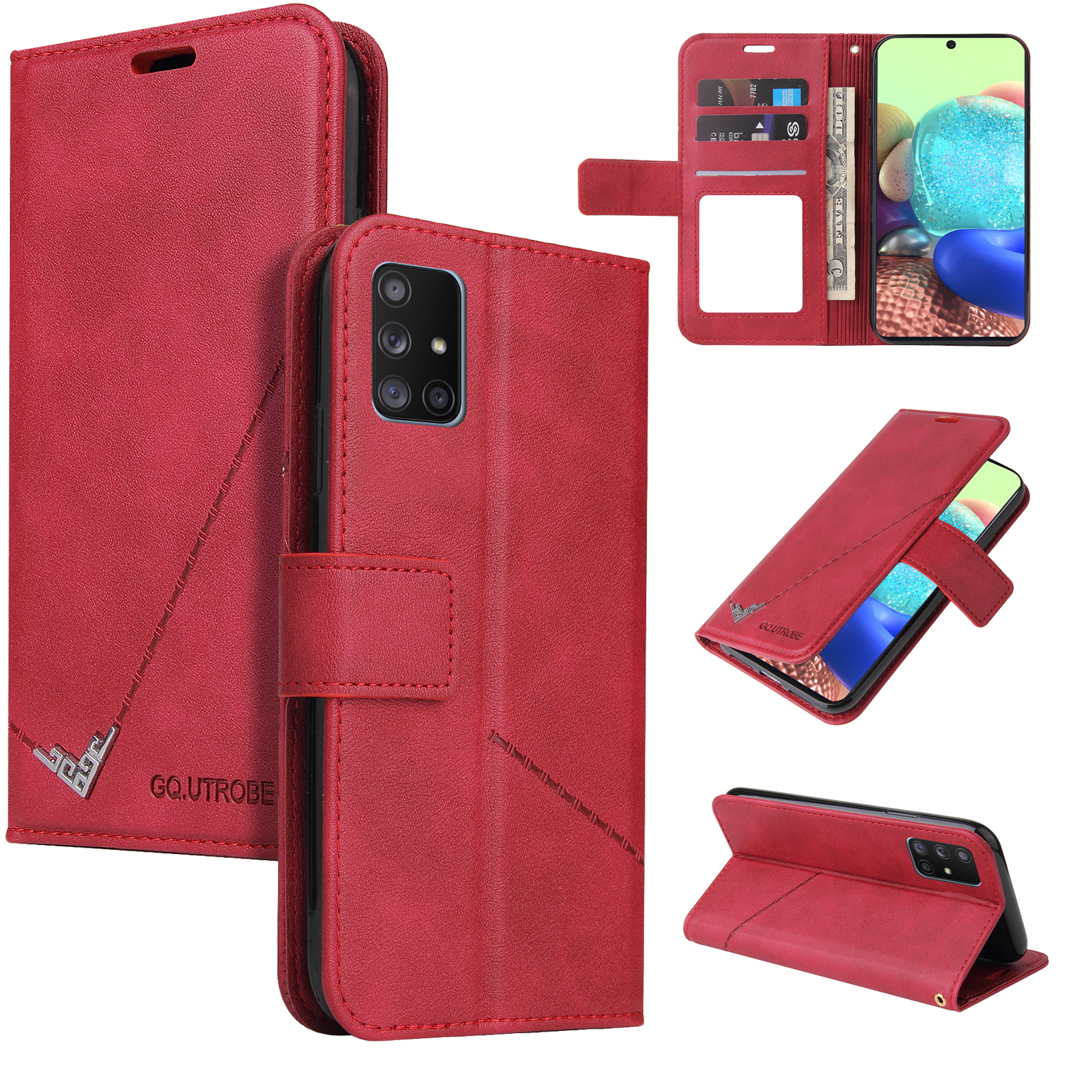 GQ.UTROBE Wallet Stand Metal Rectangular Decor Leather Cover for Samsung Galaxy A02s (166.5x75.9x9.2mm) - Red, Galaxy A02s (166.5x75.9x9.2mm)
GQ.UTROBE Wallet Stand Metal Rectangular Decor Leather Cover for Samsung Galaxy A02s (166.5x75.9x9.2mm) - Red, Galaxy A02s (166.5x75.9x9.2mm)