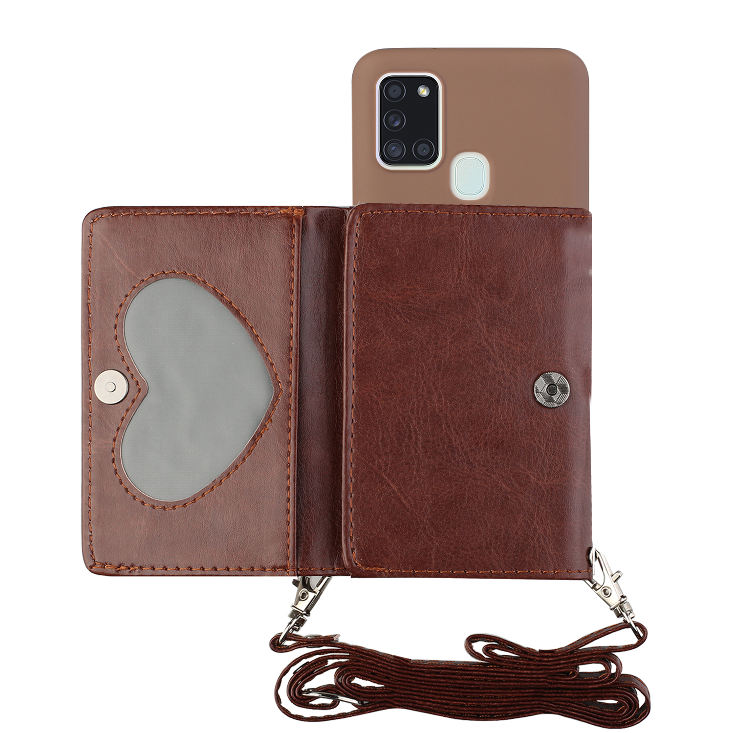 Leather Wallet Kickstand Phone Cover Case with Shoulder Strap for Samsung Galaxy A21s - Coffee, Galaxy A21s
Leather Wallet Kickstand Phone Cover Case with Shoulder Strap for Samsung Galaxy A21s - Coffee, Galaxy A21s