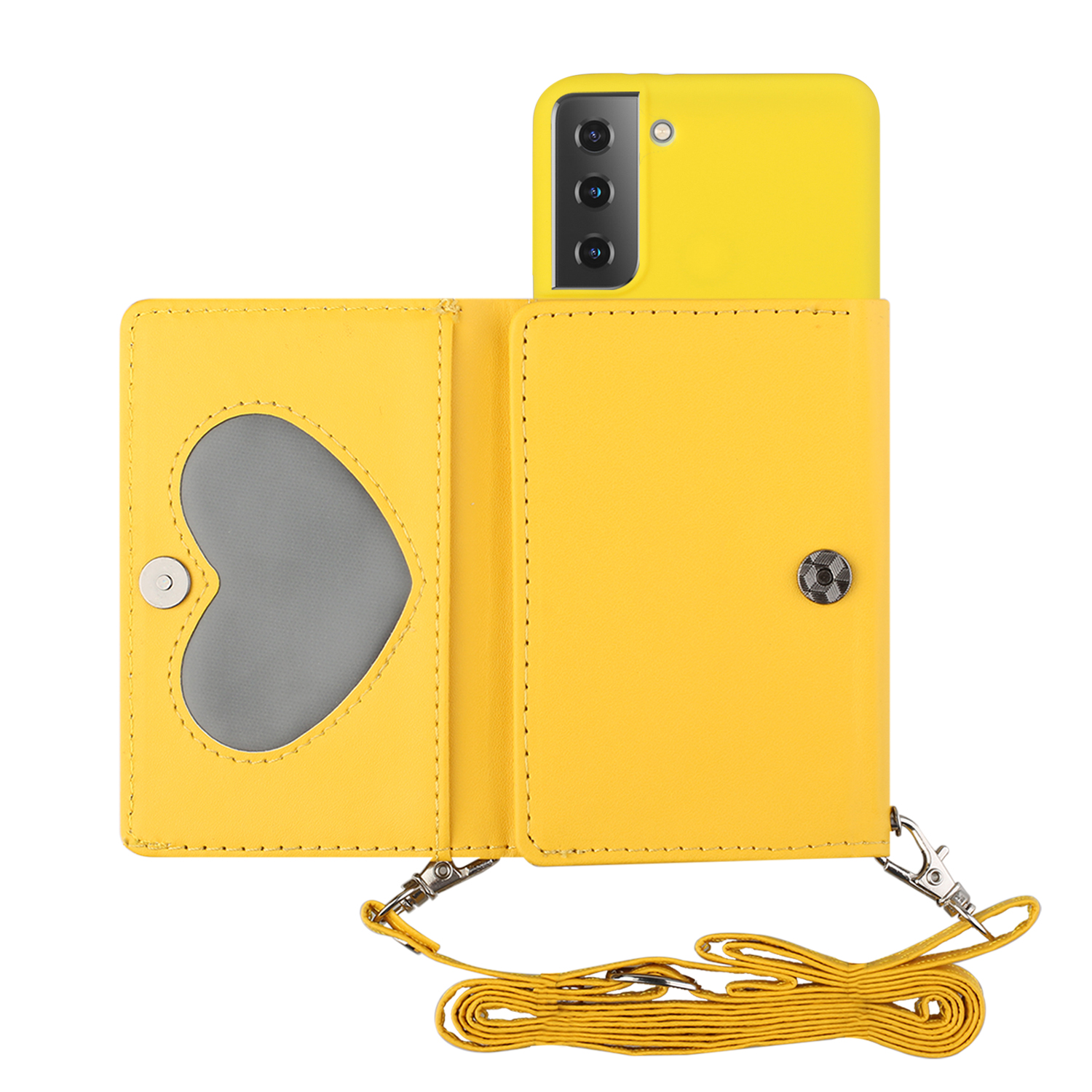 Leather Wallet Kickstand Phone Cover Case with Shoulder Strap for Samsung Galaxy S21+ 5G - Yellow, Samsung Galaxy S21+
Leather Wallet Kickstand Phone Cover Case with Shoulder Strap for Samsung Galaxy S21+ 5G - Yellow, Samsung Galaxy S21+