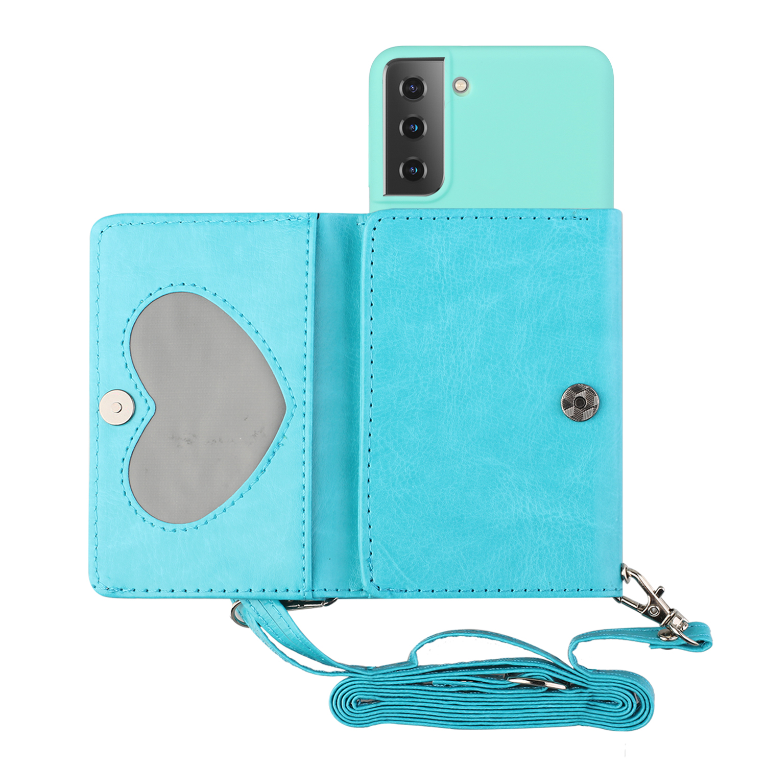 Leather Wallet Kickstand Phone Cover Case with Shoulder Strap for Samsung Galaxy S21+ 5G - Baby Blue, Samsung Galaxy S21+
Leather Wallet Kickstand Phone Cover Case with Shoulder Strap for Samsung Galaxy S21+ 5G - Baby Blue, Samsung Galaxy S21+