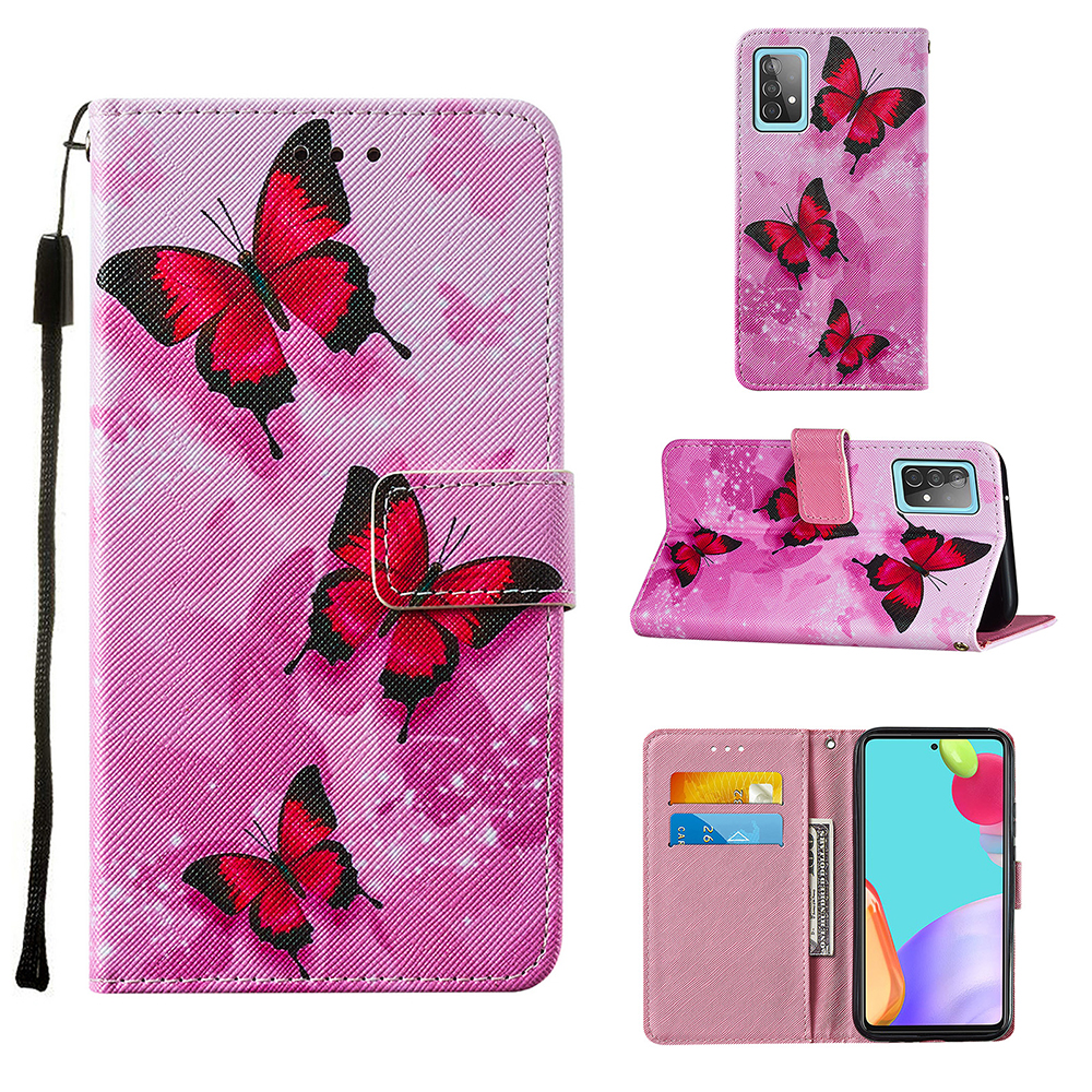 Pattern Printing Design Cross Texture Leather Phone Protective Case with Wallet Stand for Samsung Galaxy A52 4G/5G / A52s 5G - Red Butterfly, Galaxy A52 5G
Pattern Printing Design Cross Texture Leather Phone Protective Case with Wallet Stand for Samsung Galaxy A52 4G/5G / A52s 5G - Red Butterfly, Galaxy A52 5G