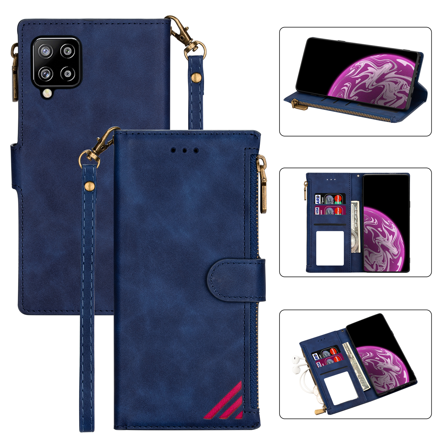 Wallet Phone Case PU Leather Coated TPU Cover for Samsung Galaxy A42 5G - Blue, Galaxy A42 5G
Wallet Phone Case PU Leather Coated TPU Cover for Samsung Galaxy A42 5G - Blue, Galaxy A42 5G