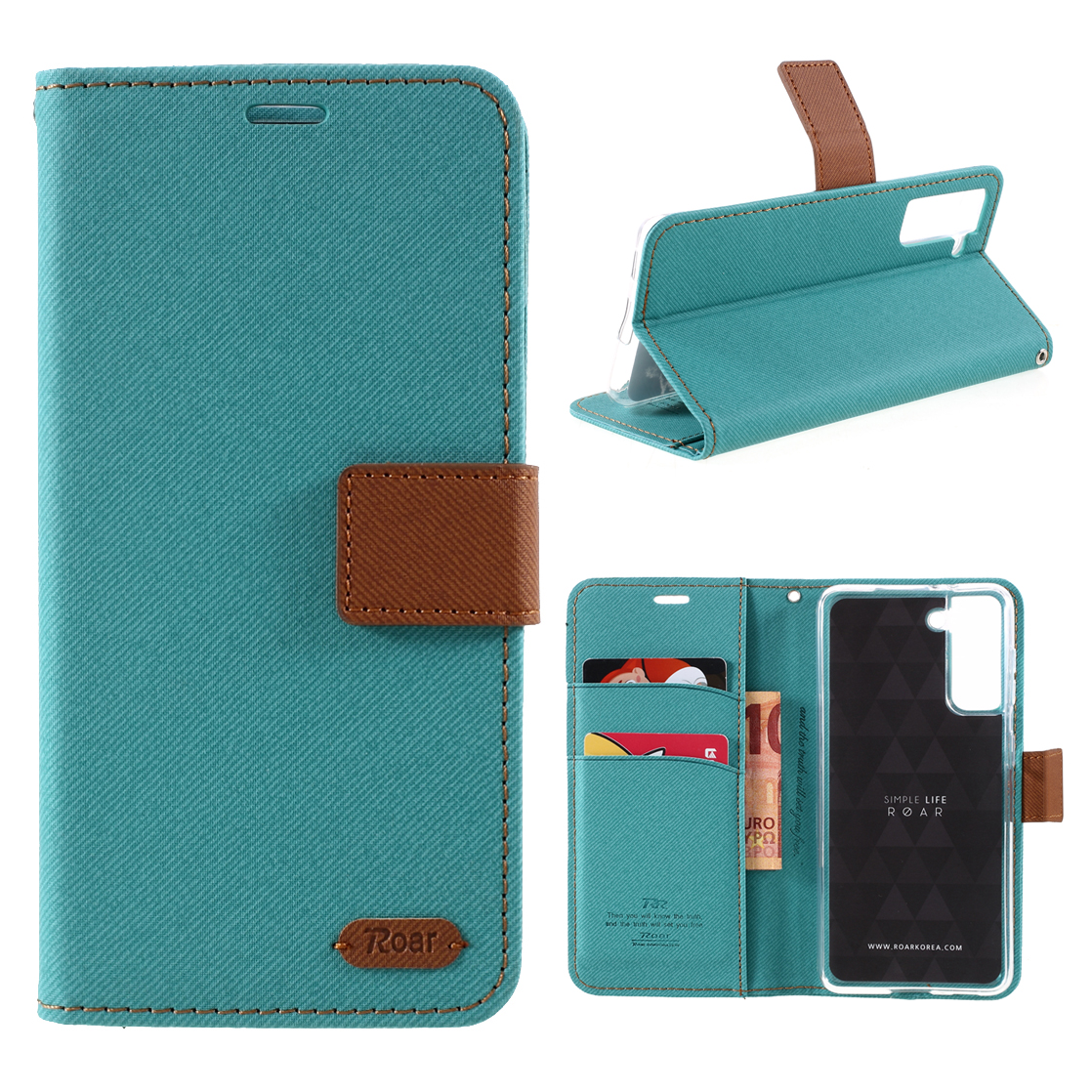 ROAR Twill Grain Cloth Texture Leather Wallet Stand Cover Case for Samsung Galaxy S21 5G - Green, Galaxy S21 5G
ROAR Twill Grain Cloth Texture Leather Wallet Stand Cover Case for Samsung Galaxy S21 5G - Green, Galaxy S21 5G