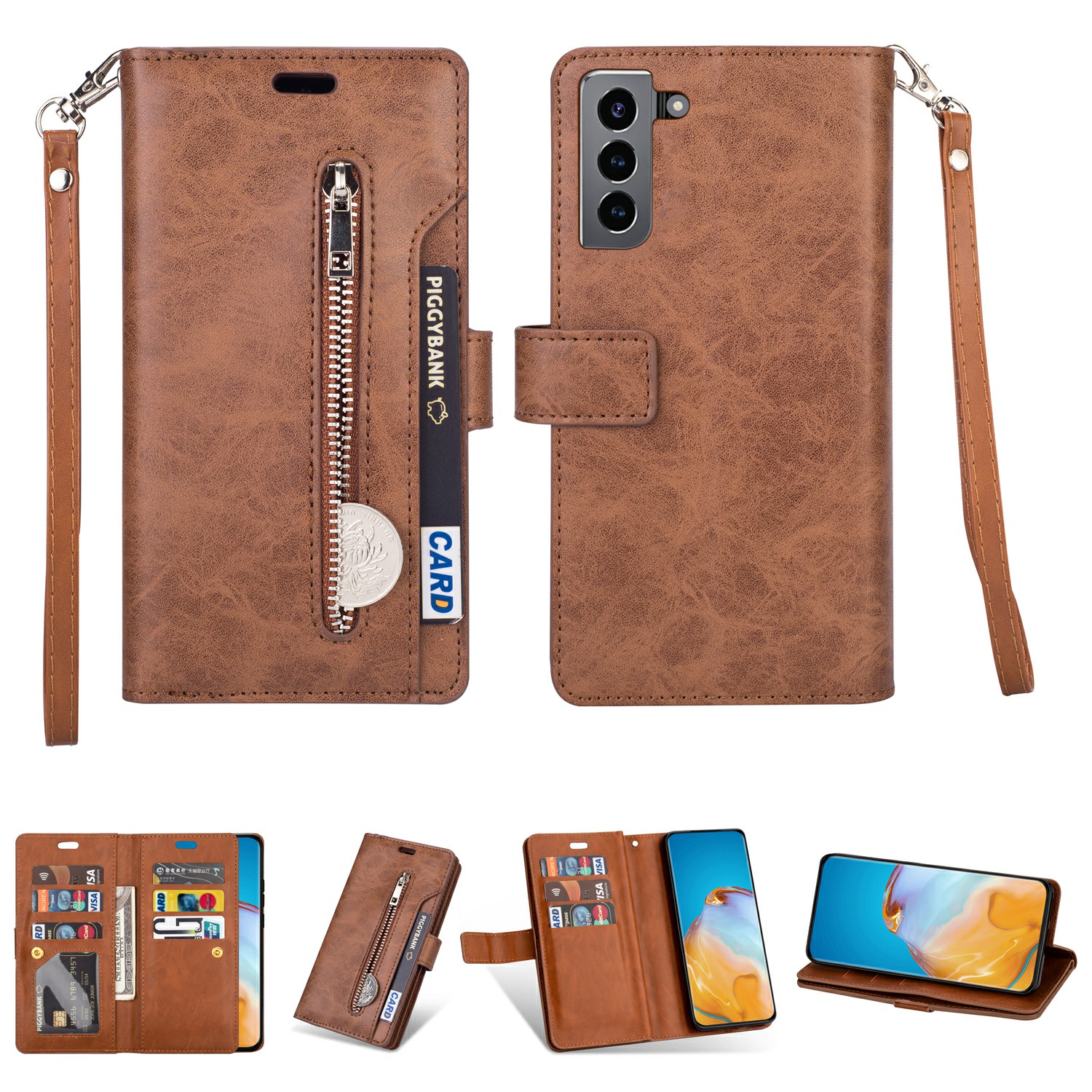 Multi-function Leather Wallet Stand Cover Case for Samsung Galaxy S21+ 5G - Brown, Samsung Galaxy S21+
Multi-function Leather Wallet Stand Cover Case for Samsung Galaxy S21+ 5G - Brown, Samsung Galaxy S21+