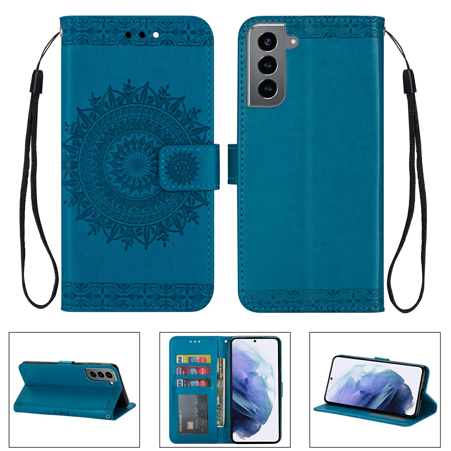 Imprinted Mandala Flower Wallet Leather Case with Strap for Samsung Galaxy S21+ 5G - Blue, Samsung Galaxy S21+
Imprinted Mandala Flower Wallet Leather Case with Strap for Samsung Galaxy S21+ 5G - Blue, Samsung Galaxy S21+
