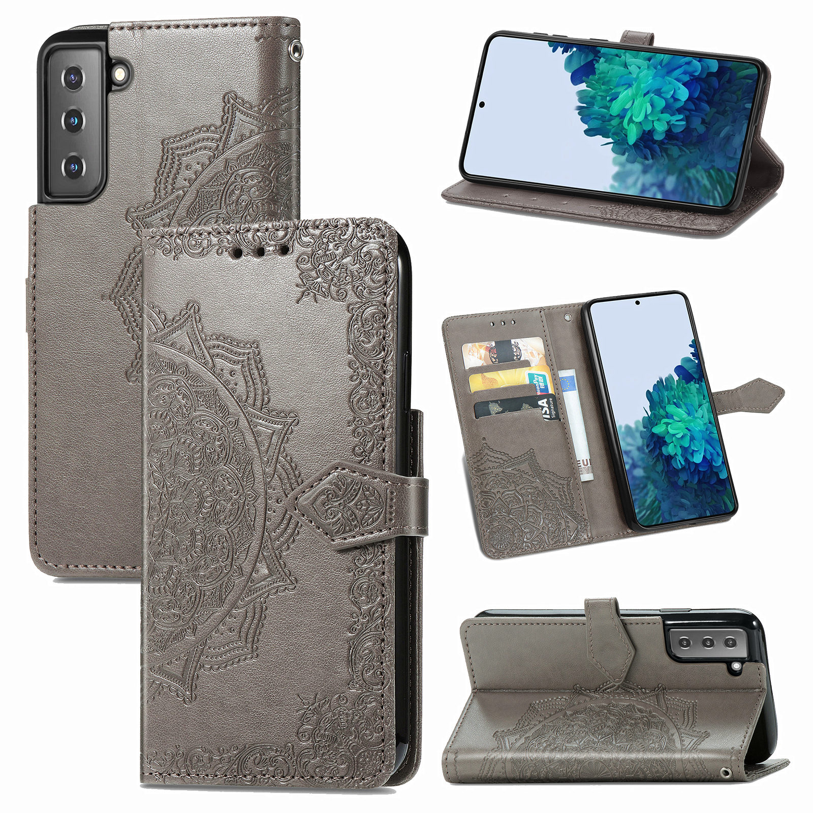 Цветочный Кожаный Чехол С Тиснением Мандалы С Бумажником Для Samsung Galaxy S21 5G - Серый, Galaxy S21 5G
Цветочный Кожаный Чехол С Тиснением Мандалы С Бумажником Для Samsung Galaxy S21 5G - Серый, Galaxy S21 5G