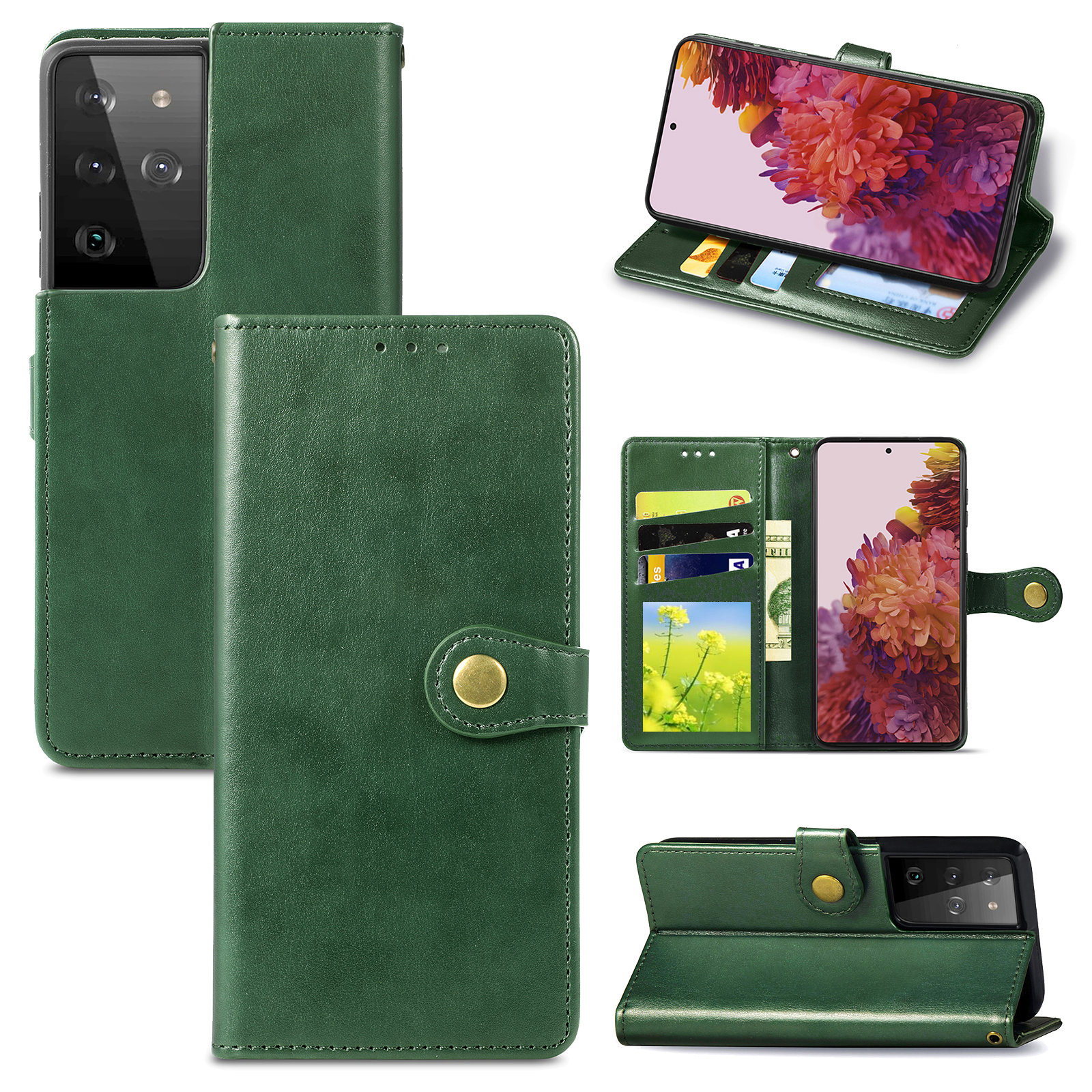 Solid Color Wallet Stand Leather Phone Shell for Samsung Galaxy S21 Ultra 5G - Blackish Green, Galaxy S21 Ultra 5G
Solid Color Wallet Stand Leather Phone Shell for Samsung Galaxy S21 Ultra 5G - Blackish Green, Galaxy S21 Ultra 5G