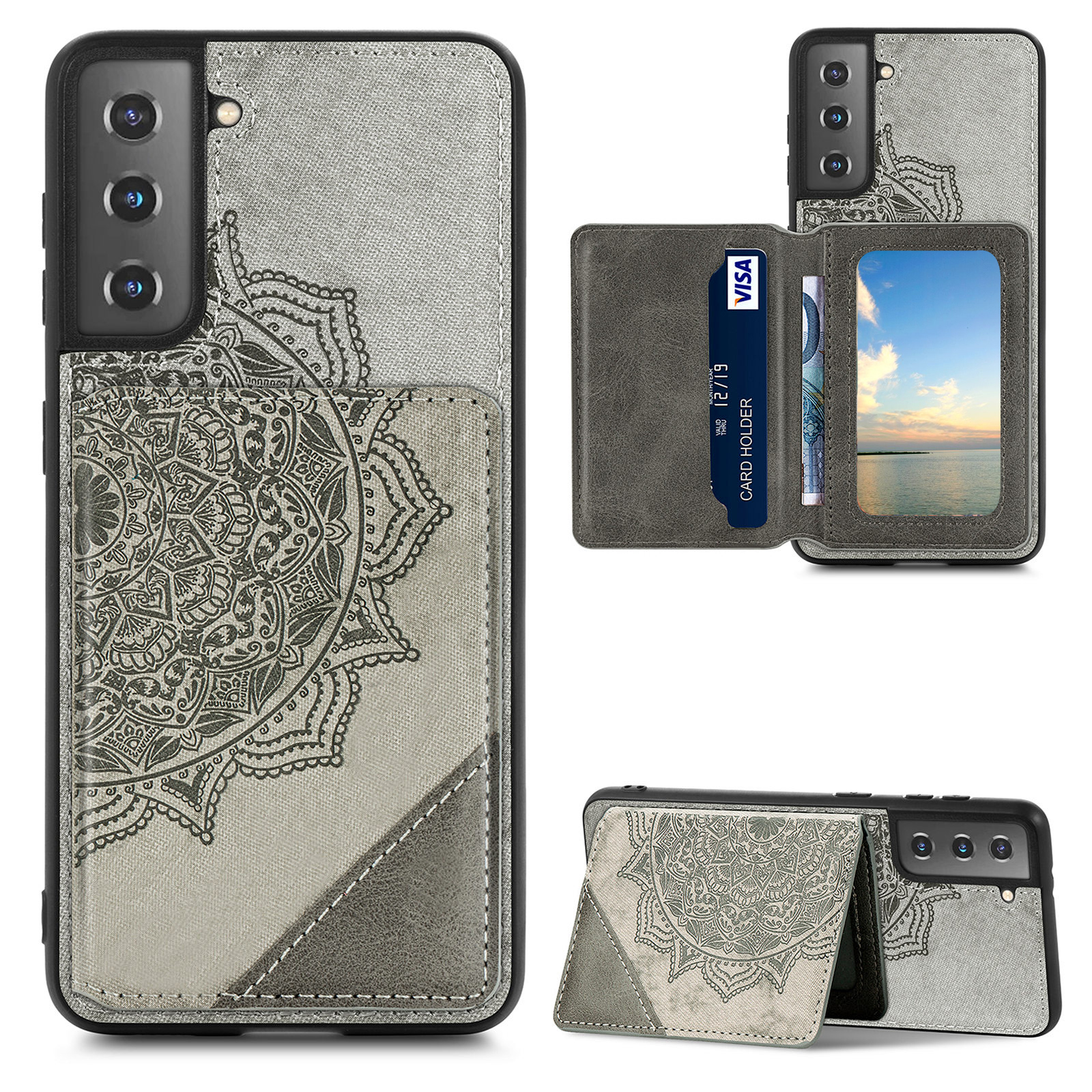 Mandala Flower Pattern PU Leather+TPU Flip Wallet Phone Case for Samsung Galaxy S21 4G/5G - Grey, Galaxy S21 5G
Mandala Flower Pattern PU Leather+TPU Flip Wallet Phone Case for Samsung Galaxy S21 4G/5G - Grey, Galaxy S21 5G