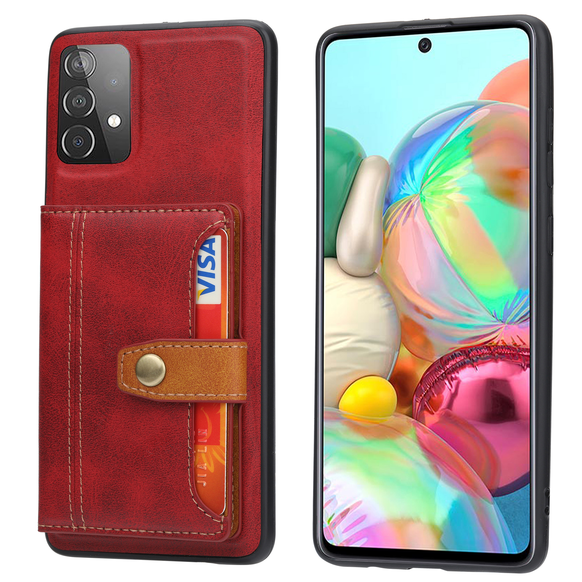 Card Slots Design PU Leather Coated TPU Kickstand fCase or Samsung Galaxy A52 5G / A52 4G - Red, Galaxy A52 5G
Card Slots Design PU Leather Coated TPU Kickstand fCase or Samsung Galaxy A52 5G / A52 4G - Red, Galaxy A52 5G