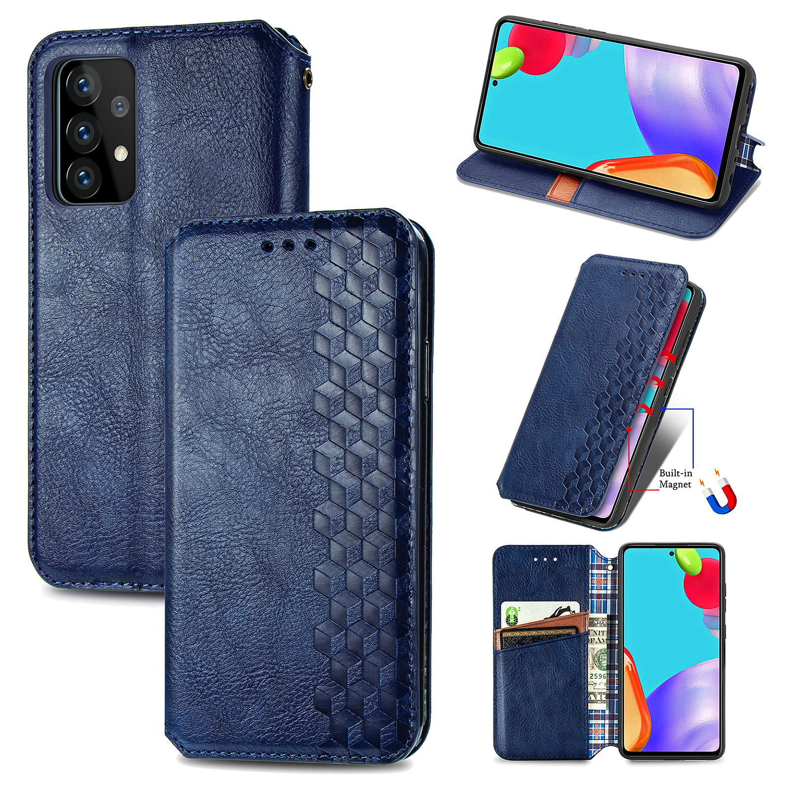 Модный Ромб Импринтинг Декор Кожаный Телефон Автофексной Чехол Для Samsung Galaxy A72 4G/5G - Синий, Galaxy A72 5G
Модный Ромб Импринтинг Декор Кожаный Телефон Автофексной Чехол Для Samsung Galaxy A72 4G/5G - Синий, Galaxy A72 5G