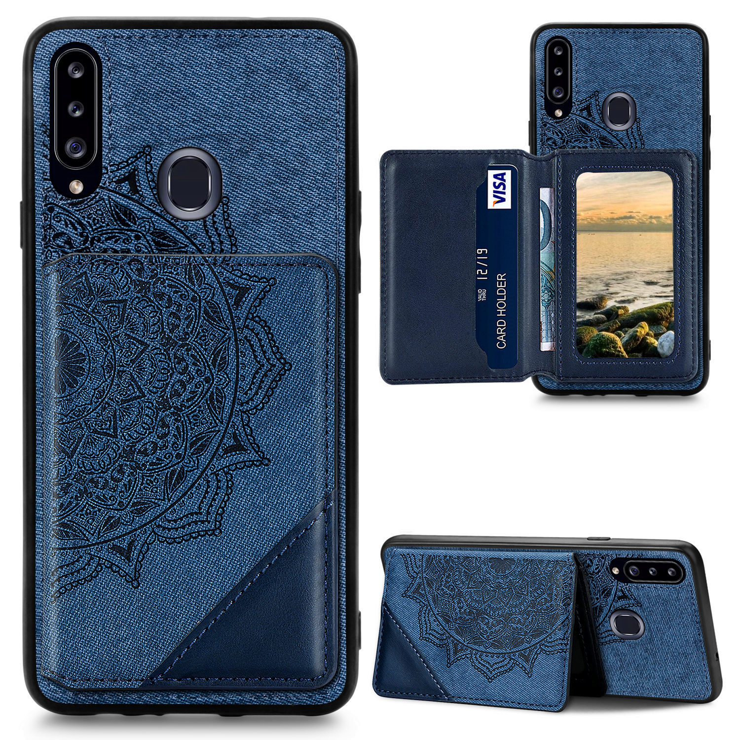 Mandala Flower Pattern PU Leather+TPU Wallet Kickstand Case for Samsung Galaxy A20s - Blue, Galaxy A20s
Mandala Flower Pattern PU Leather+TPU Wallet Kickstand Case for Samsung Galaxy A20s - Blue, Galaxy A20s