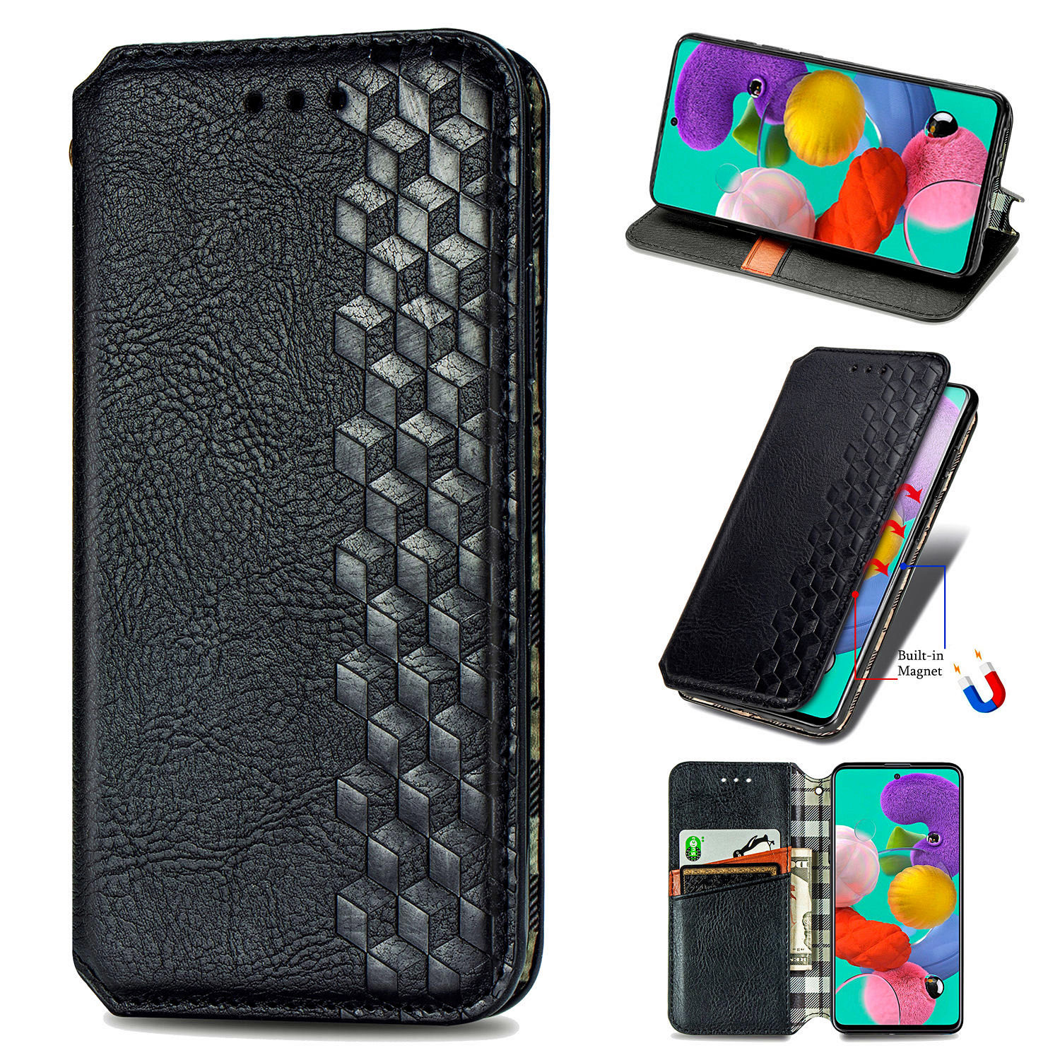 Fashionable Auto-absorbed Rhombus Texture PU Leather Wallet Phone Cover for Samsung Galaxy A71 5G SM-A716 - Black, Galaxy A71 5G
Fashionable Auto-absorbed Rhombus Texture PU Leather Wallet Phone Cover for Samsung Galaxy A71 5G SM-A716 - Black, Galaxy A71 5G