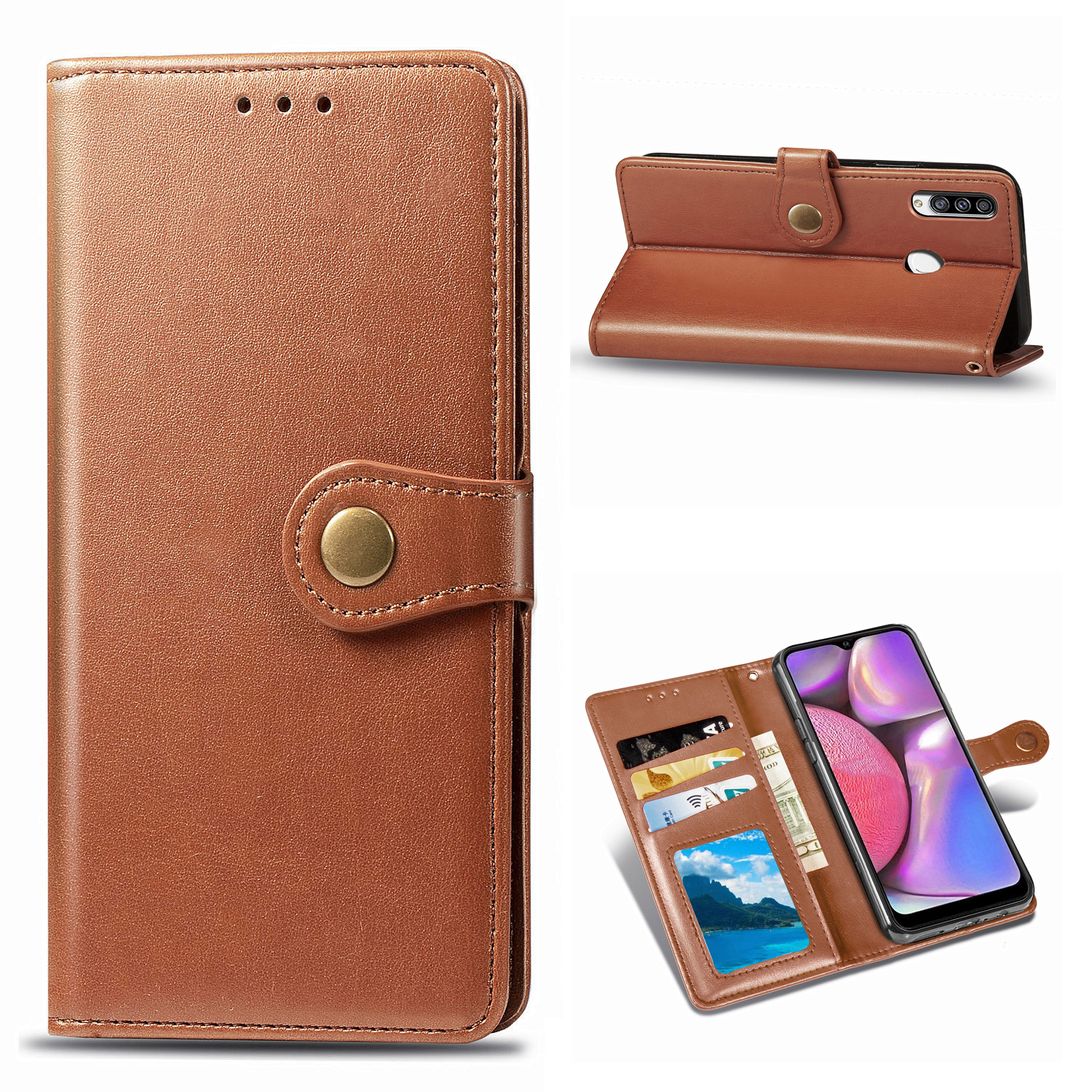 Wallet Design Solid Color Leather Phone Stand Case Shell for Samsung Galaxy A20s - Light Brown, Galaxy A20s
Wallet Design Solid Color Leather Phone Stand Case Shell for Samsung Galaxy A20s - Light Brown, Galaxy A20s