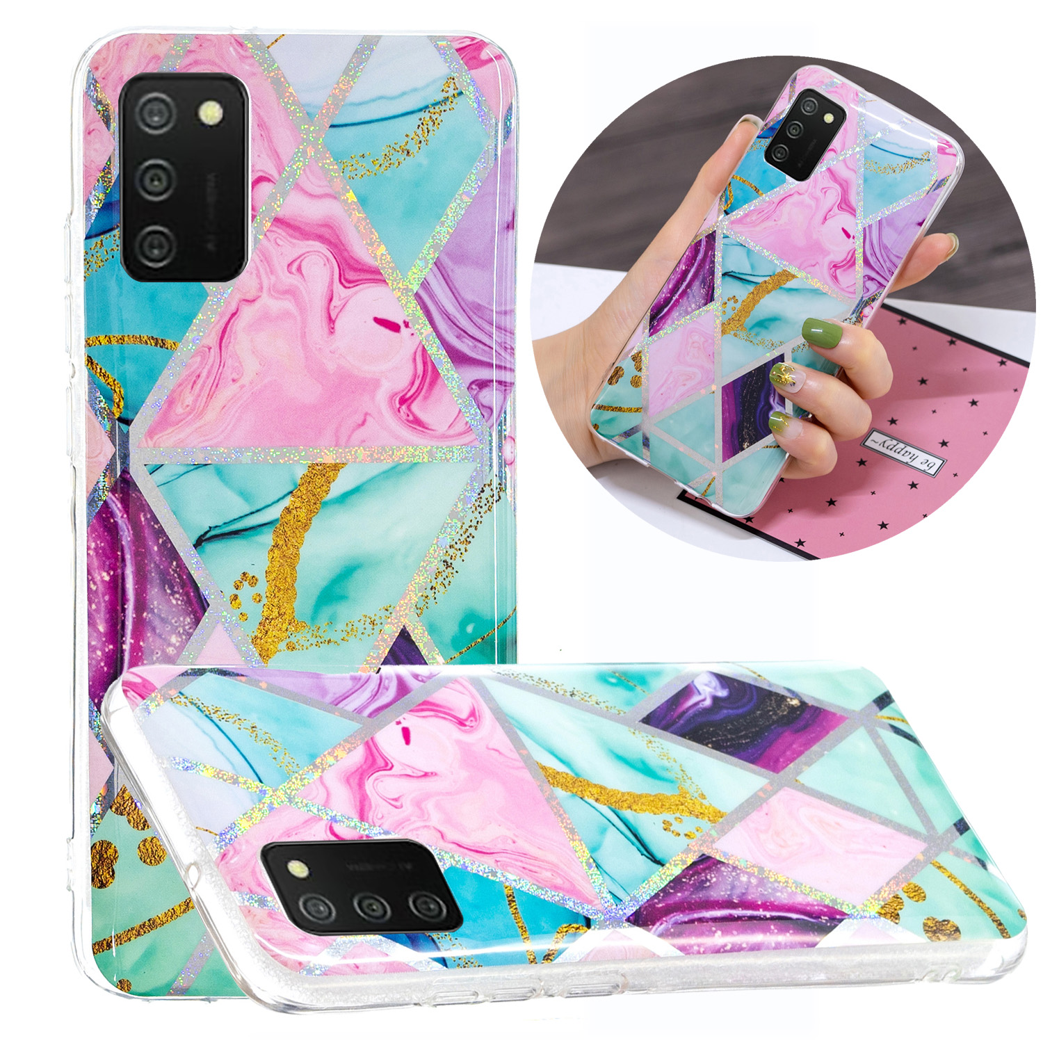 Electroplating IMD Marble Pattern Flexible TPU Cover Case for Samsung Galaxy A02s (164.2x75.9x9.1mm) - Triangle and Rhombus, Galaxy A02s (164.2x75.9x9.1mm)
Electroplating IMD Marble Pattern Flexible TPU Cover Case for Samsung Galaxy A02s (164.2x75.9x9.1mm) - Triangle and Rhombus, Galaxy A02s (164.2x75.9x9.1mm)
