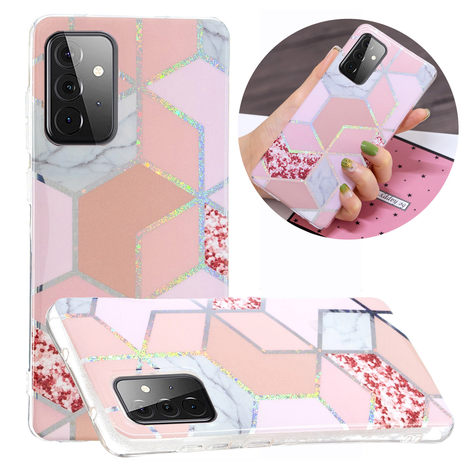 Flexible TPU Cover Case with Electroplating IMD Marble Pattern for Samsung Galaxy A72 4G/5G - Pink/Rhombus, Galaxy A72 5G
Flexible TPU Cover Case with Electroplating IMD Marble Pattern for Samsung Galaxy A72 4G/5G - Pink/Rhombus, Galaxy A72 5G
