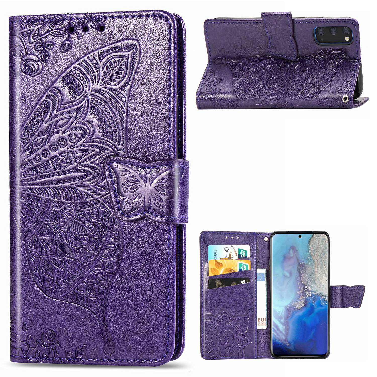 Imprint Big Butterfly Leather Wallet Phone Shell for Samsung Galaxy S20 - Dark Purple, Galaxy S20
Imprint Big Butterfly Leather Wallet Phone Shell for Samsung Galaxy S20 - Dark Purple, Galaxy S20