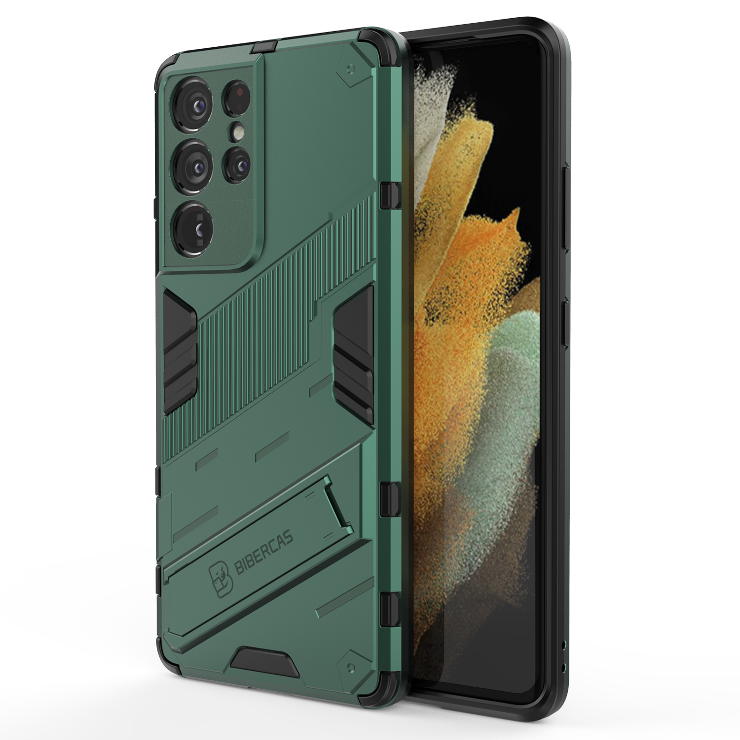 PC + TPU Hybrid Phone Case Protective Back Cover with Kickstand for Samsung Galaxy S21 Ultra 5G - Green, Galaxy S21 Ultra 5G
PC + TPU Hybrid Phone Case Protective Back Cover with Kickstand for Samsung Galaxy S21 Ultra 5G - Green, Galaxy S21 Ultra 5G