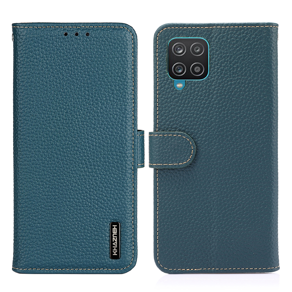 KHAZNEH for Samsung Galaxy A12 Litchi Texture Top Layer Genuine Leather Shell Cell Phone Stand Case - Green, Galaxy A12
KHAZNEH for Samsung Galaxy A12 Litchi Texture Top Layer Genuine Leather Shell Cell Phone Stand Case - Green, Galaxy A12