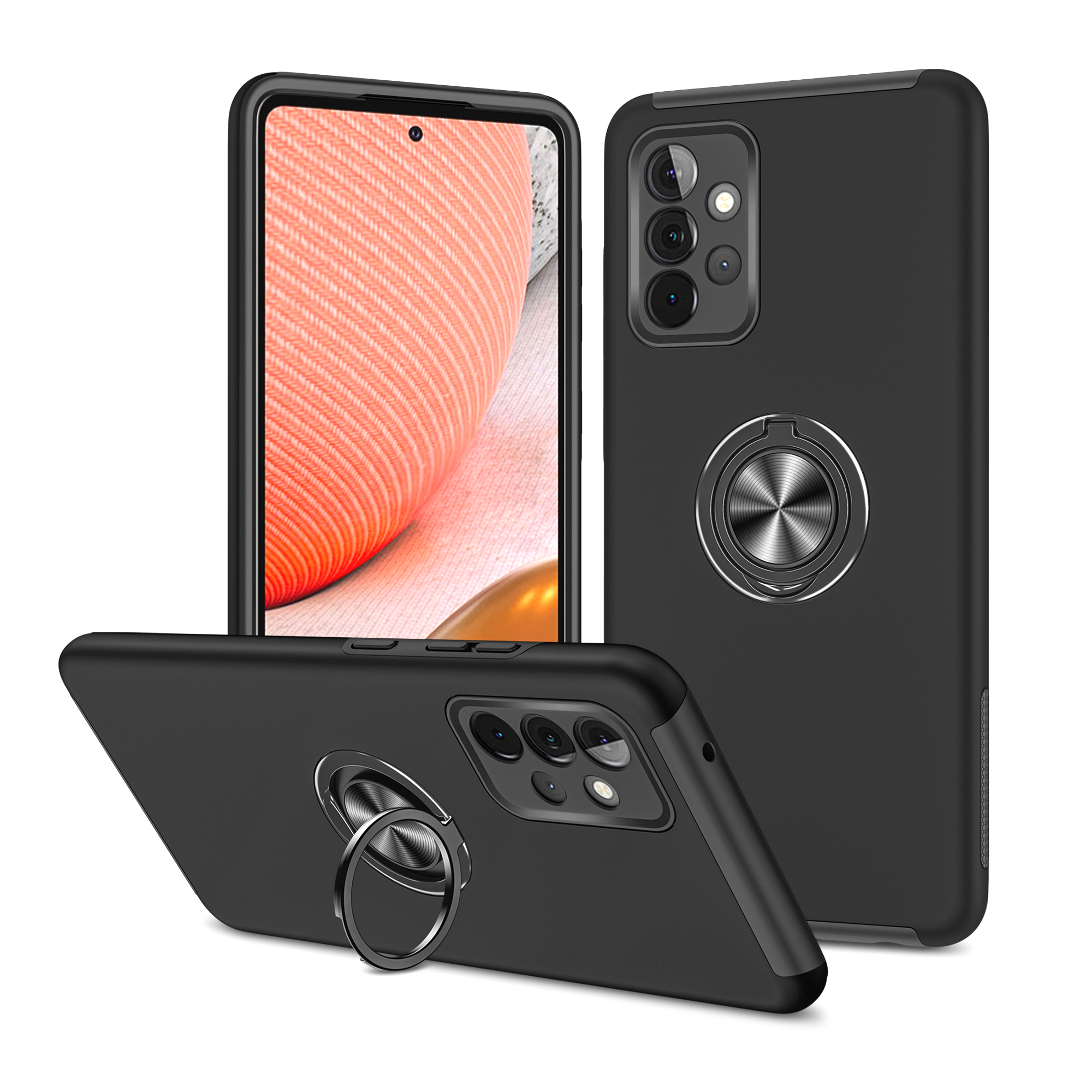 Anti-Fall Hybrid Phone Case Ring Shape Kickstand Design Cover for Samsung Galaxy A72 5G / 4G - Black, Galaxy A72 5G
Anti-Fall Hybrid Phone Case Ring Shape Kickstand Design Cover for Samsung Galaxy A72 5G / 4G - Black, Galaxy A72 5G