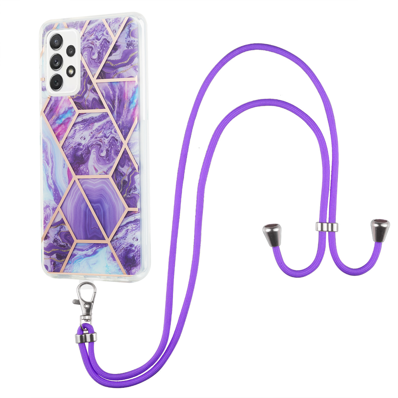 Marble Pattern 2.0mm IMD Electroplating Phone Shell Splicing TPU Case with Lanyard for Samsung Galaxy A72 4G/5G - Dark Purple, Galaxy A72 5G
Marble Pattern 2.0mm IMD Electroplating Phone Shell Splicing TPU Case with Lanyard for Samsung Galaxy A72 4G/5G - Dark Purple, Galaxy A72 5G