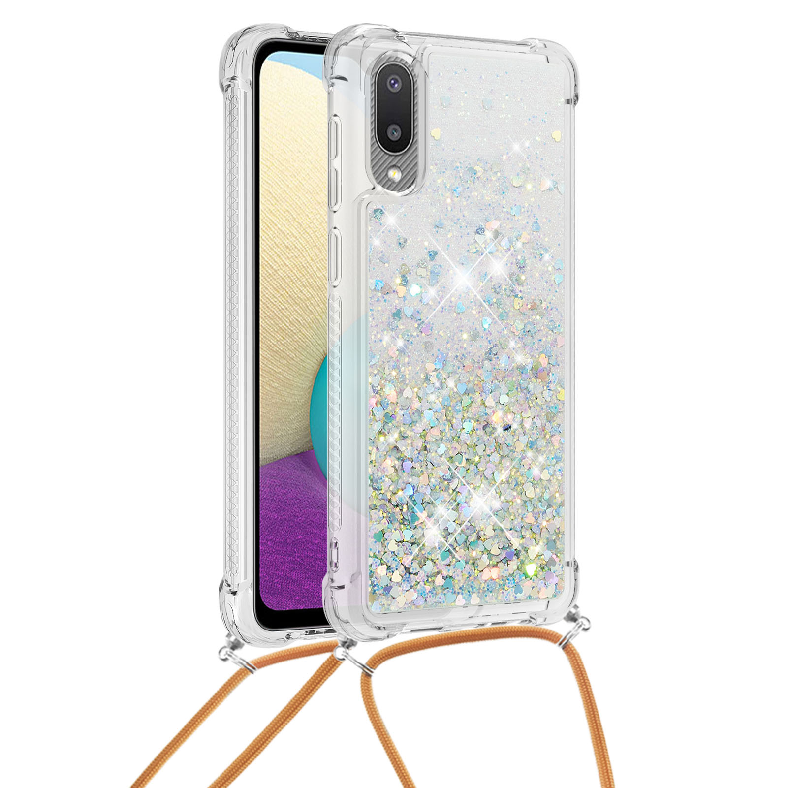 Плавающая Quicksand Blible Glitter Mobile Phone TPU Cover С Ремешком Для Samsung Galaxy A02 / M02 - Серебряные Сердца, Galaxy A02
Плавающая Quicksand Blible Glitter Mobile Phone TPU Cover С Ремешком Для Samsung Galaxy A02 / M02 - Серебряные Сердца, Galaxy A02