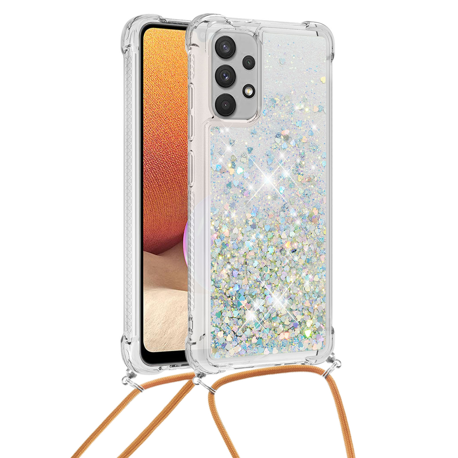 Floating Quicksand Blible Glitter Mobile Phone TPU Cover С Ремешком Для Samsung Galaxy A32 4G (версия США) - Серебряное Сердце, Galaxy A32 4G (EU Version)
Floating Quicksand Blible Glitter Mobile Phone TPU Cover С Ремешком Для Samsung Galaxy A32 4G (версия США) - Серебряное Сердце, Galaxy A32 4G (EU Version)