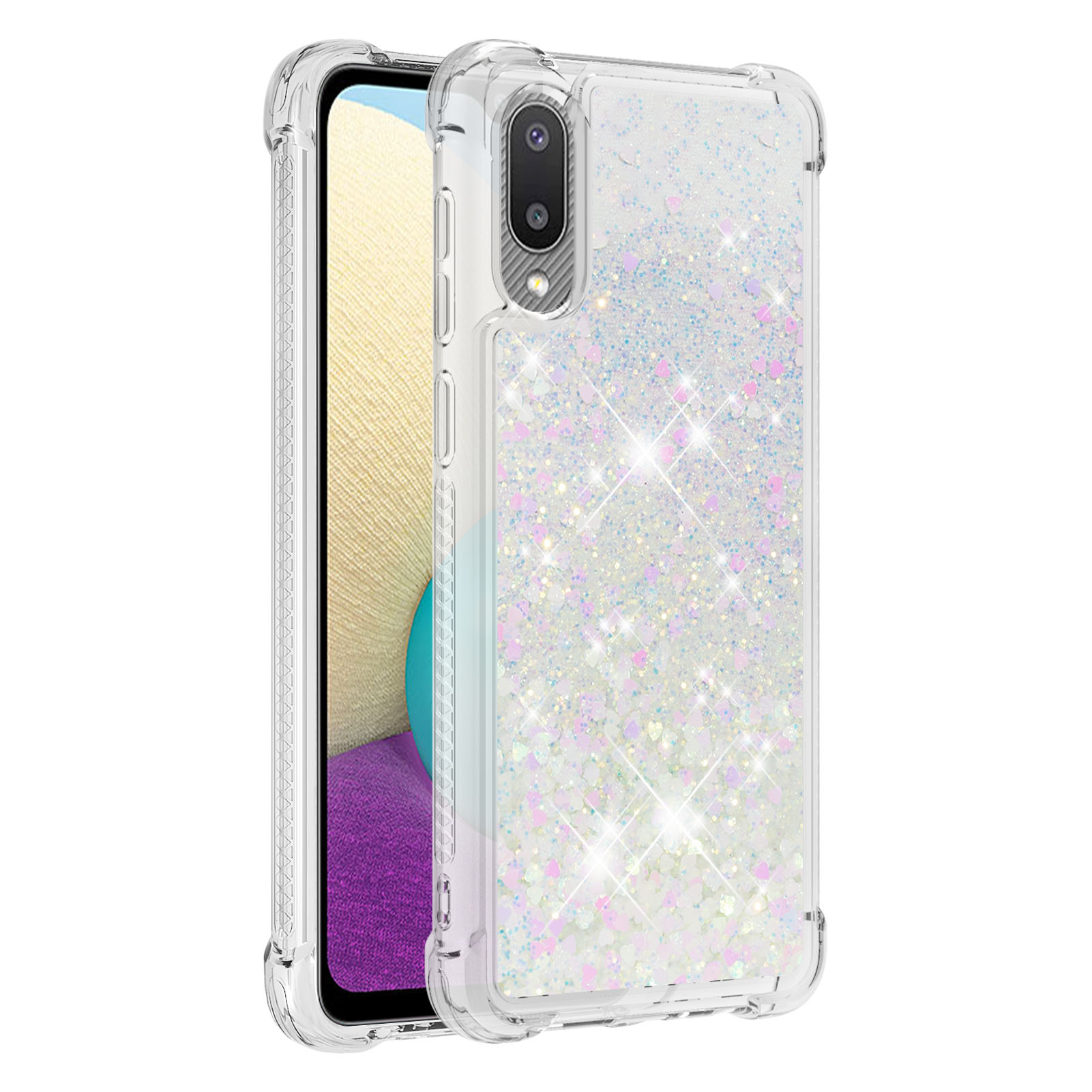 Moving Shiny Quicksand Glitter Reinforced Corners TPU Case for Samsung Galaxy A02 / M02 Phone Cover - Shiny Hearts, Galaxy A02
Moving Shiny Quicksand Glitter Reinforced Corners TPU Case for Samsung Galaxy A02 / M02 Phone Cover - Shiny Hearts, Galaxy A02