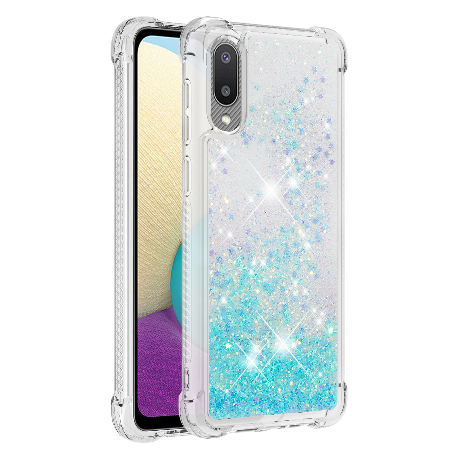 Moving Shiny Quicksand Glitter Reinforced Corners TPU Case for Samsung Galaxy A02 / M02 Phone Cover - Blue Stars, Galaxy A02
Moving Shiny Quicksand Glitter Reinforced Corners TPU Case for Samsung Galaxy A02 / M02 Phone Cover - Blue Stars, Galaxy A02