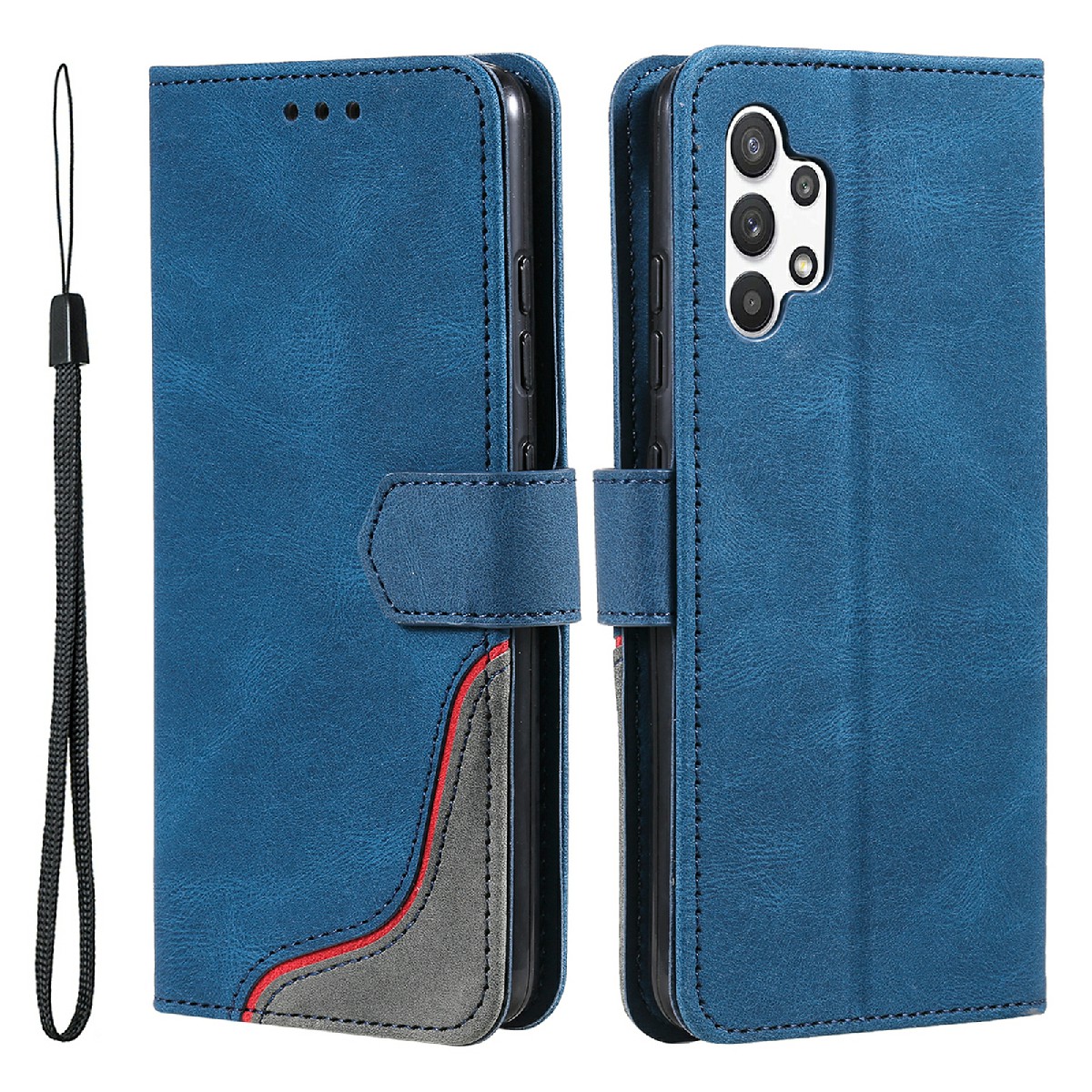 Tri-color Splicing Skin-touch Feeling PU Leather Wallet Case Phone Protective Cover for Samsung Galaxy A32 5G/M32 5G - Blue, Galaxy A32 5G
Tri-color Splicing Skin-touch Feeling PU Leather Wallet Case Phone Protective Cover for Samsung Galaxy A32 5G/M32 5G - Blue, Galaxy A32 5G