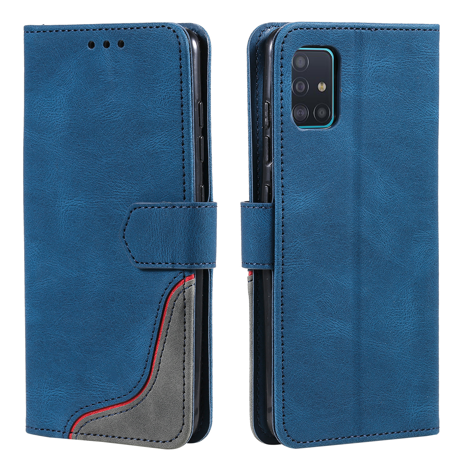 Tri-color Splicing Skin-touch Feeling Phone Case PU Leather Wallet Stand Cover for Samsung Galaxy A51 4G SM-A515 - Blue, Galaxy A51 4G
Tri-color Splicing Skin-touch Feeling Phone Case PU Leather Wallet Stand Cover for Samsung Galaxy A51 4G SM-A515 - Blue, Galaxy A51 4G