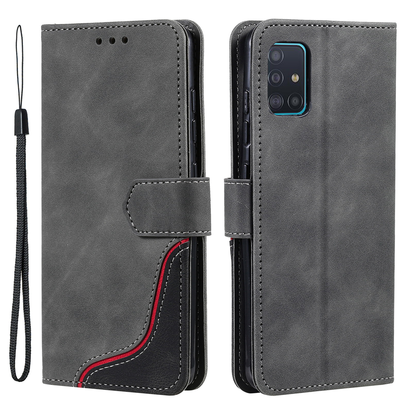 Leather Wallet Stand Cover Skin-touch Feeling Tri-color Splicing Phone Shell for Samsung Galaxy A71 5G SM-A716 - Grey, Galaxy A71 5G
Leather Wallet Stand Cover Skin-touch Feeling Tri-color Splicing Phone Shell for Samsung Galaxy A71 5G SM-A716 - Grey, Galaxy A71 5G
