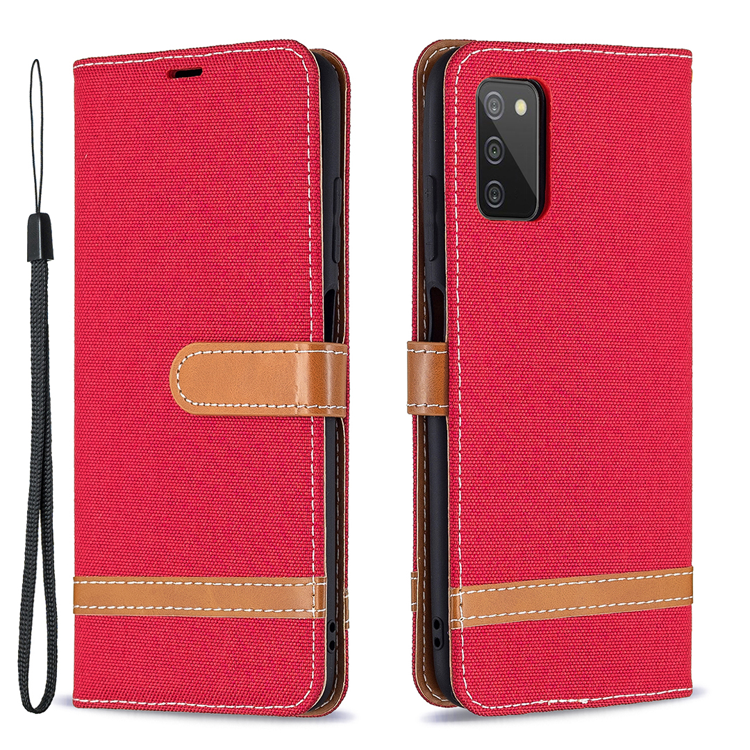 Color Splicing Jeans Cloth Coated Leather Wallet Stand Phone Case for Samsung Galaxy A03s (166.5 x 75.98 x 9.14mm) - Red, Samsung Galaxy A03s (166.5 x 75.98 x 9.14mm)
Color Splicing Jeans Cloth Coated Leather Wallet Stand Phone Case for Samsung Galaxy A03s (166.5 x 75.98 x 9.14mm) - Red, Samsung Galaxy A03s (166.5 x 75.98 x 9.14mm)